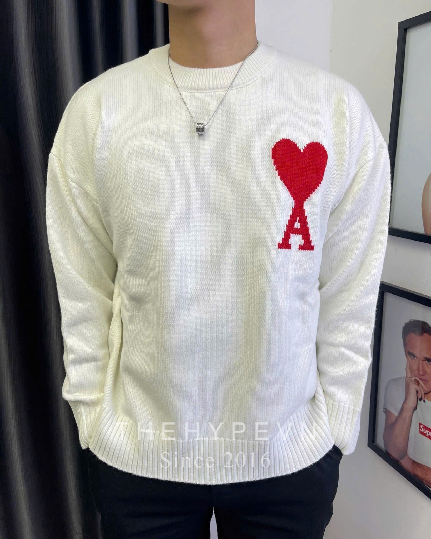 ÁO SWEATER AMI PARIS BIG HEART MERINO WOOL (WHITE)