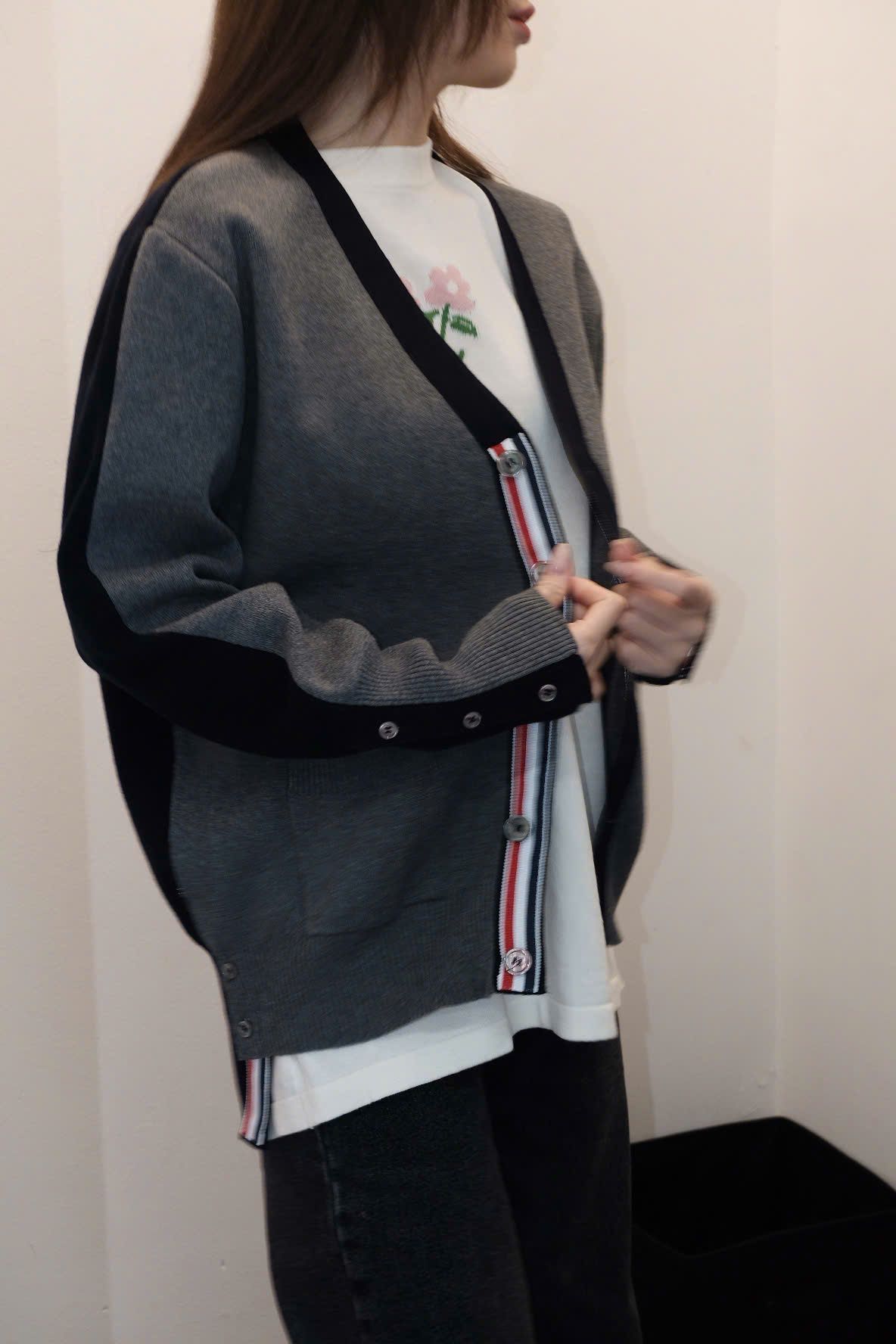ÁO CARDIGAN THOM BROWNE TB 2 IN 1 HALF (GRAY BLACK)