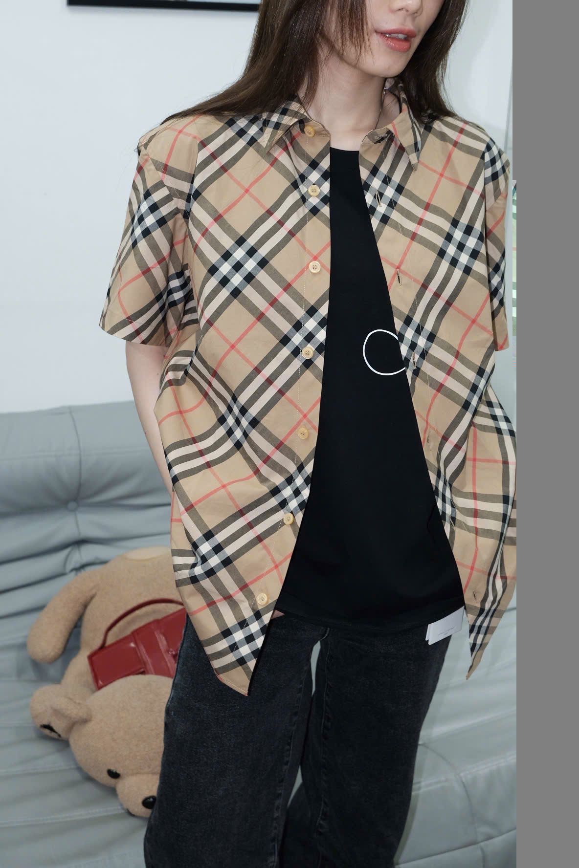 ÁO SƠ MI BURBERRY BBR CHECK WOVEN CURVED (SAND)