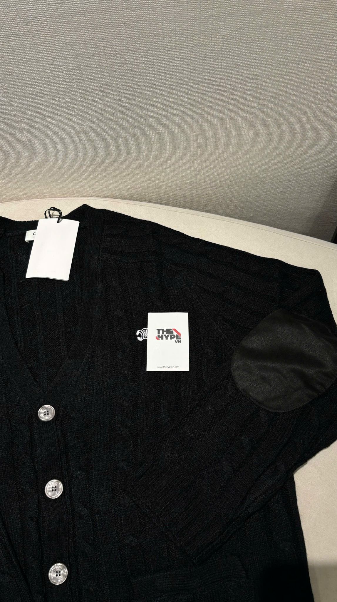 ÁO CARDIGAN CELINE TRIOMPHE CABLE KNIT CASHMERE (BLACK)