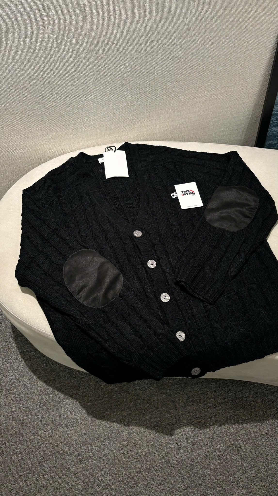 ÁO CARDIGAN CELINE TRIOMPHE CABLE KNIT CASHMERE (BLACK)