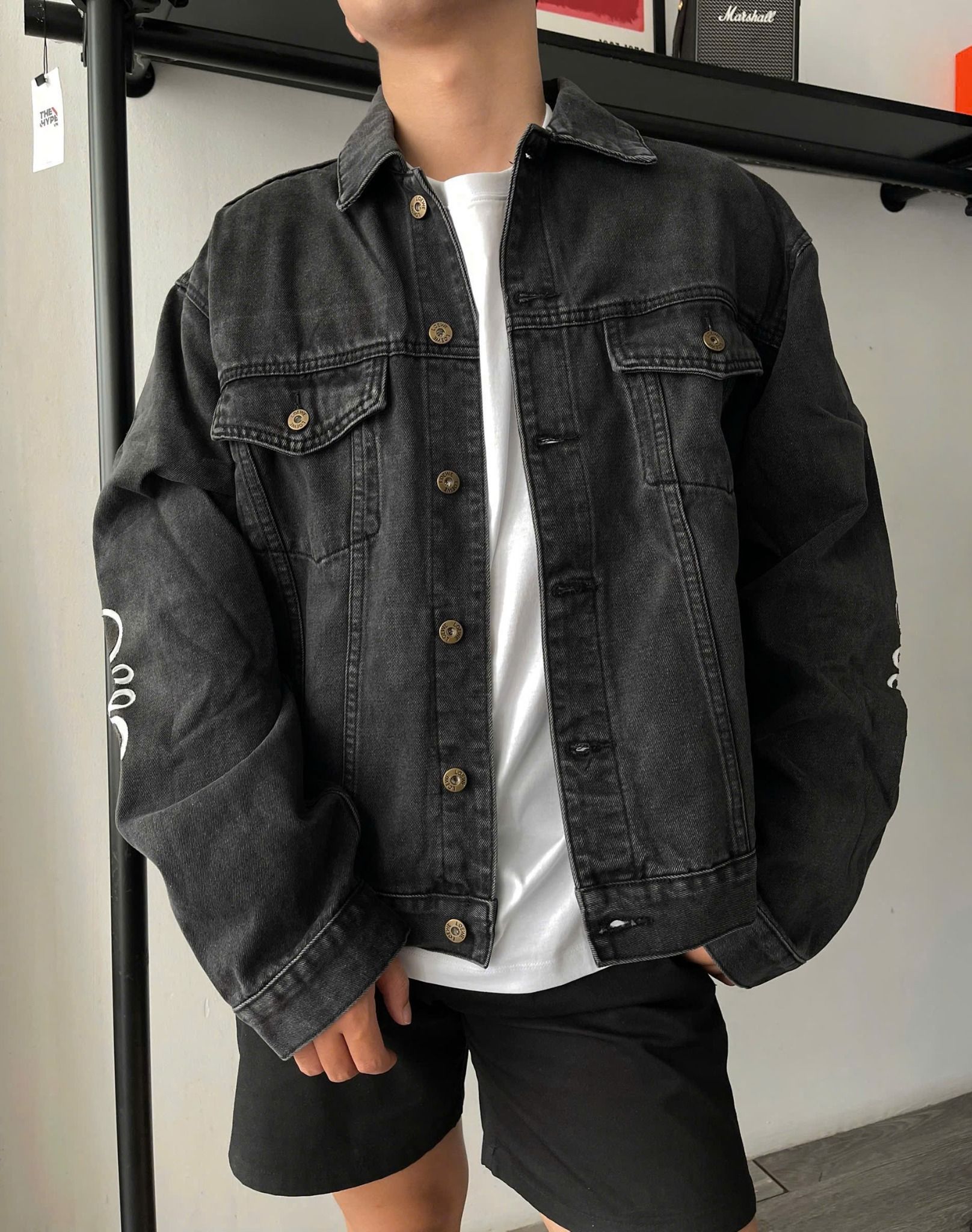ÁO KHOÁC LOEWE DENIM ANAGRAM LOGO (BLACK)