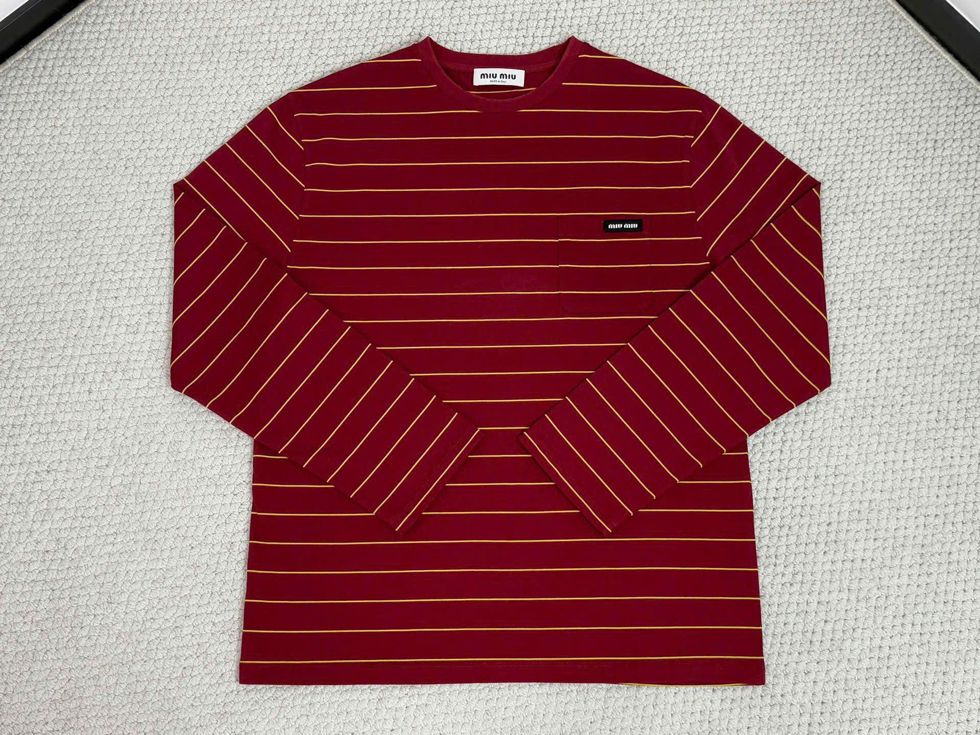 ÁO TAY DÀI MIU MIU JERSEY STRIPE (RED)