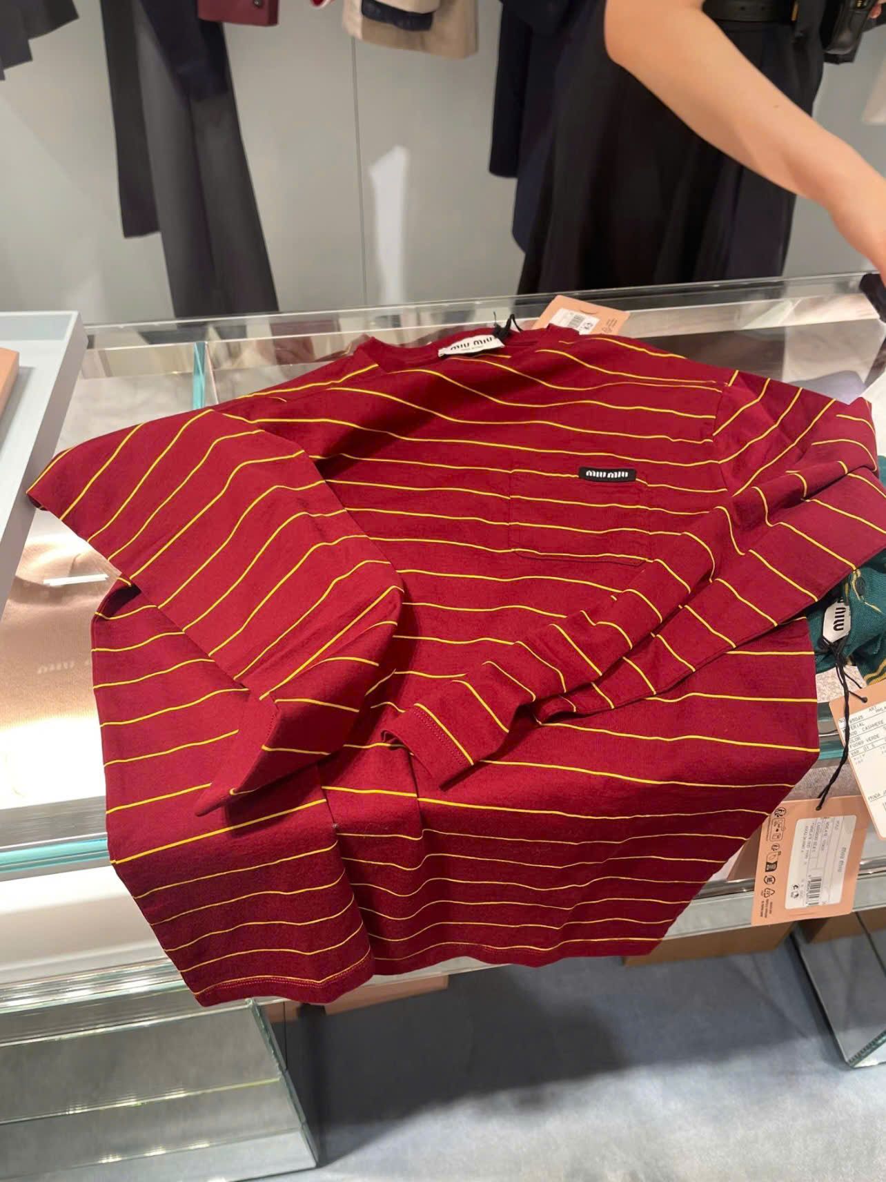 ÁO TAY DÀI MIU MIU JERSEY STRIPE (RED)