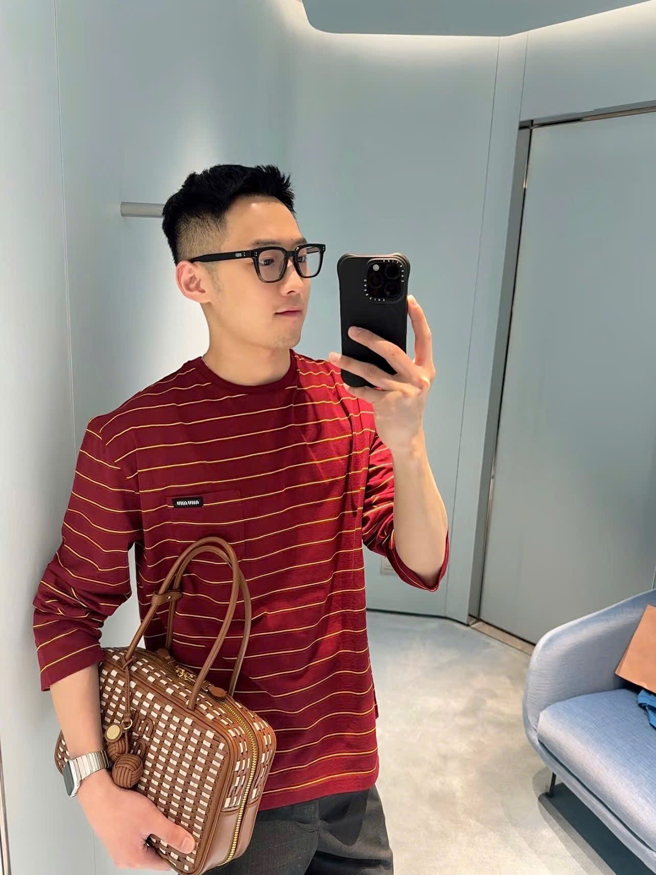 ÁO TAY DÀI MIU MIU JERSEY STRIPE (RED)