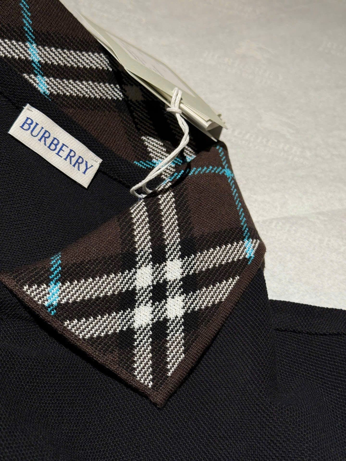 ÁO POLO BURBERRY BBR WOVEN COLLAR (BLACK)