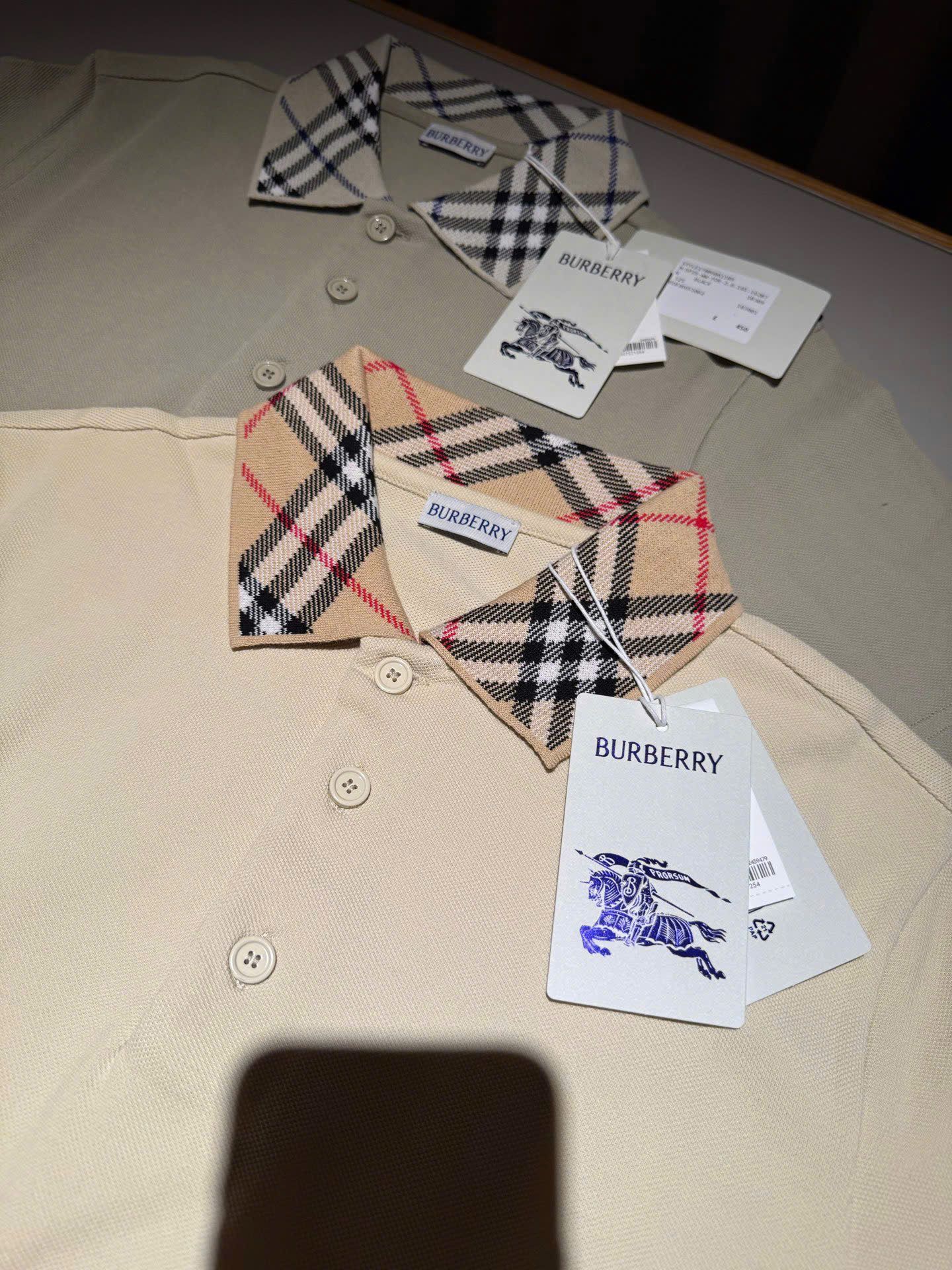 ÁO POLO BURBERRY BBR WOVEN COLLAR (NEUTRAL)