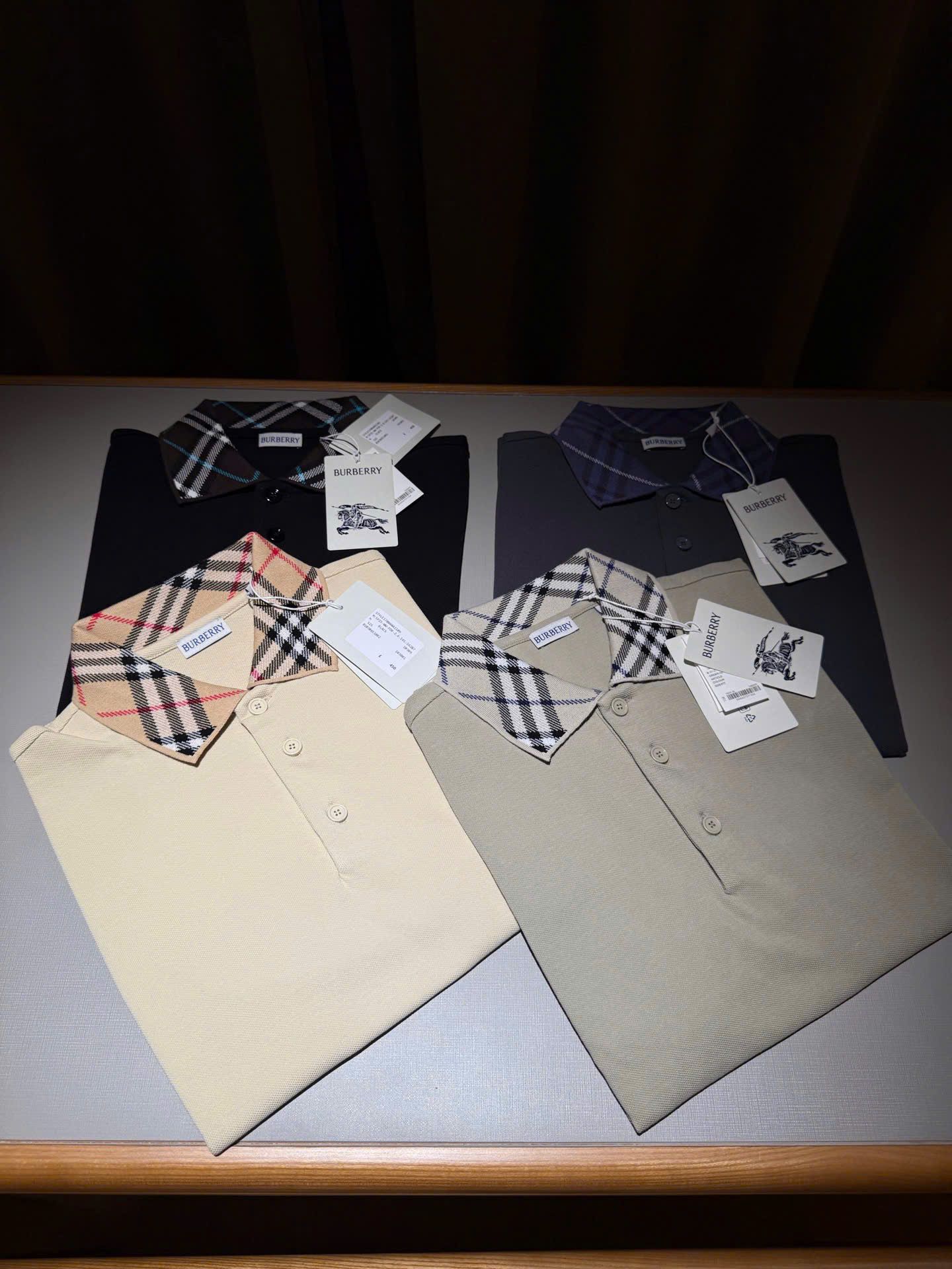 ÁO POLO BURBERRY BBR WOVEN COLLAR (NEUTRAL)