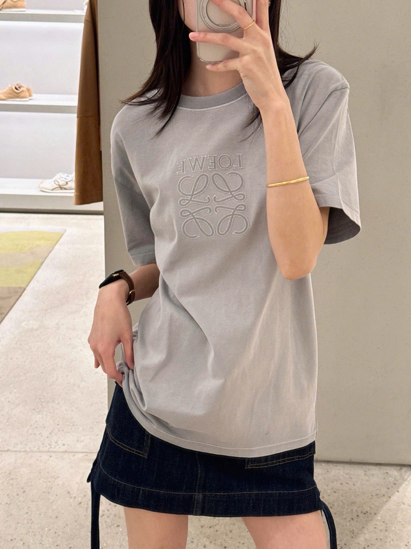 ÁO THUN LOEWE ANAGRAM LASER CUT (GREY)