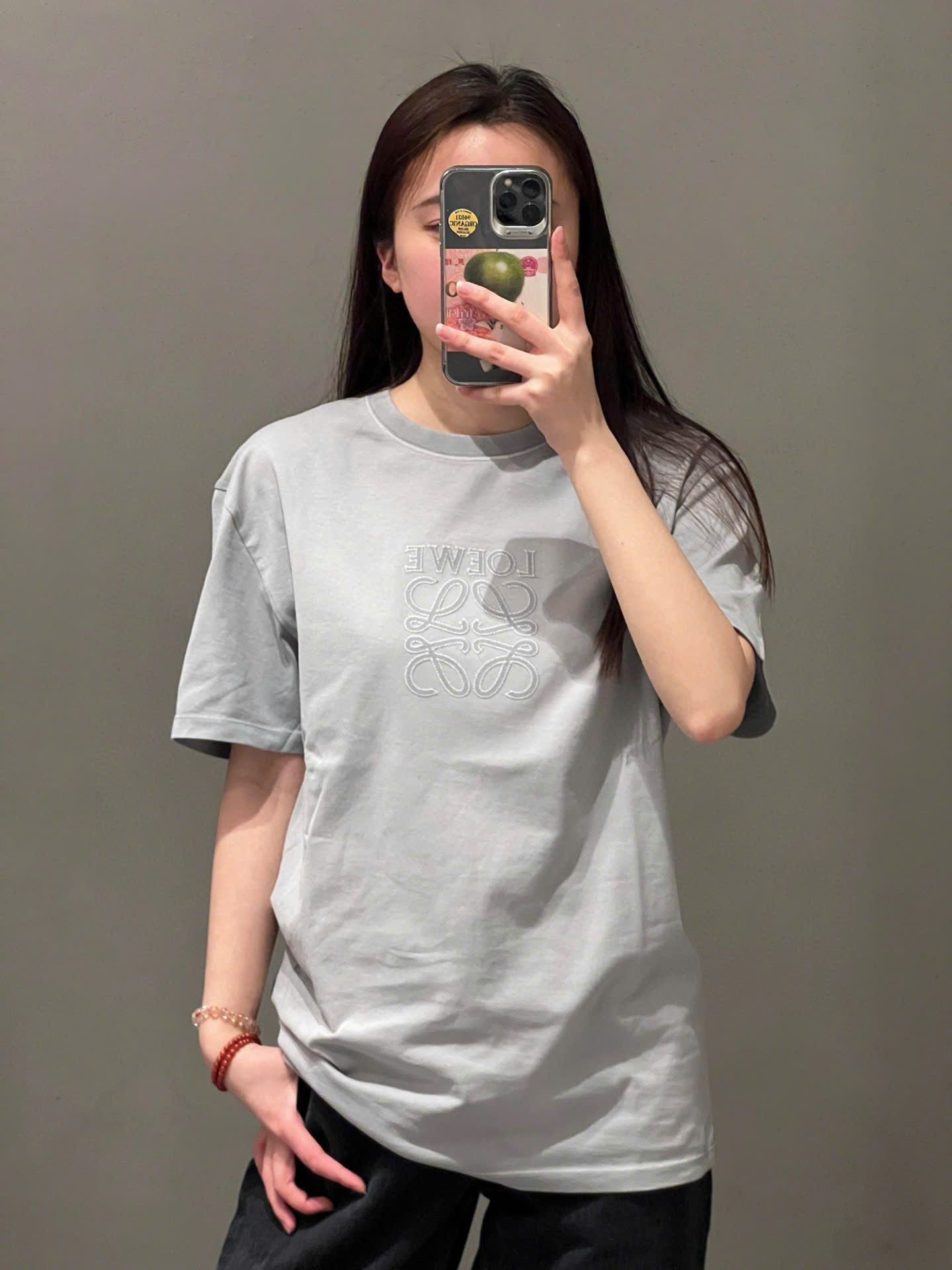 ÁO THUN LOEWE ANAGRAM LASER CUT (GREY)