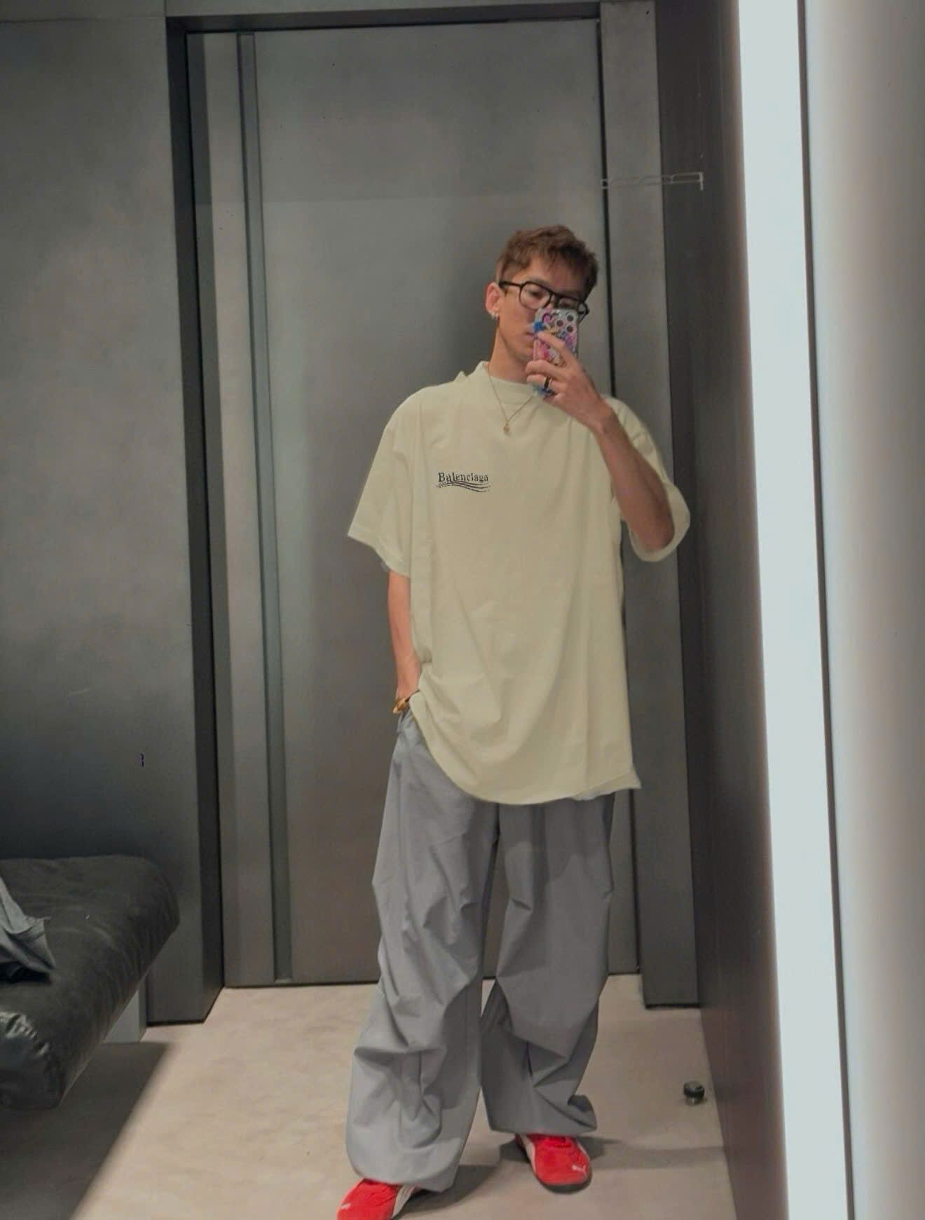 ÁO THUN BALENCIAGA BLCG INSIDE OUT WAVE (CREAM)