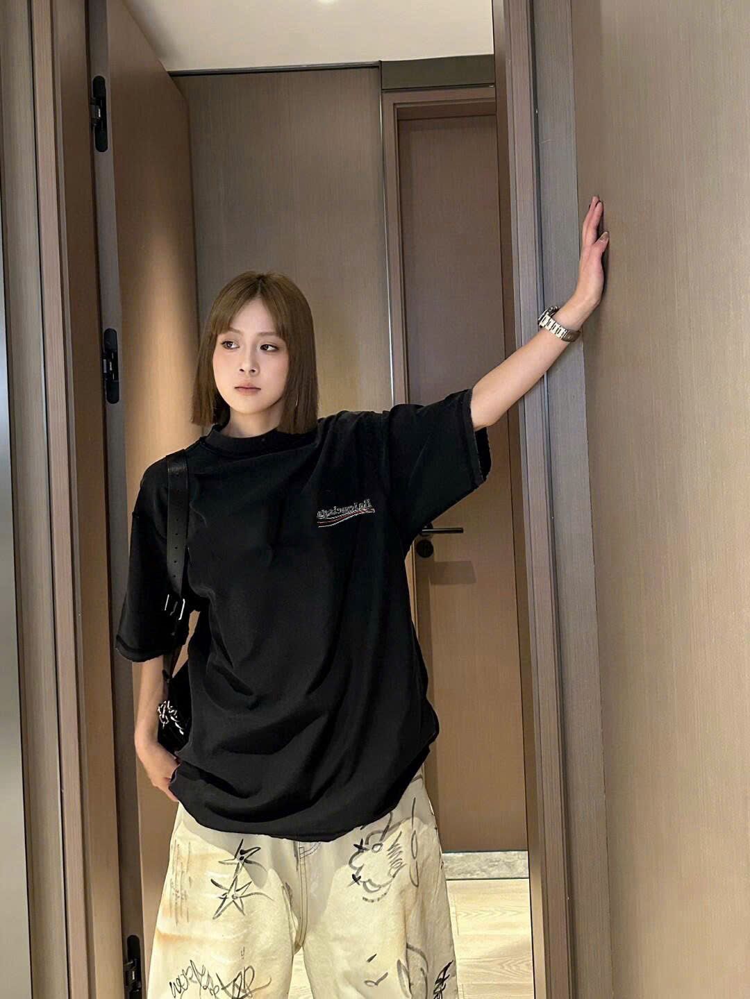 ÁO THUN BALENCIAGA BLCG INSIDE OUT WAVE (BLACK)