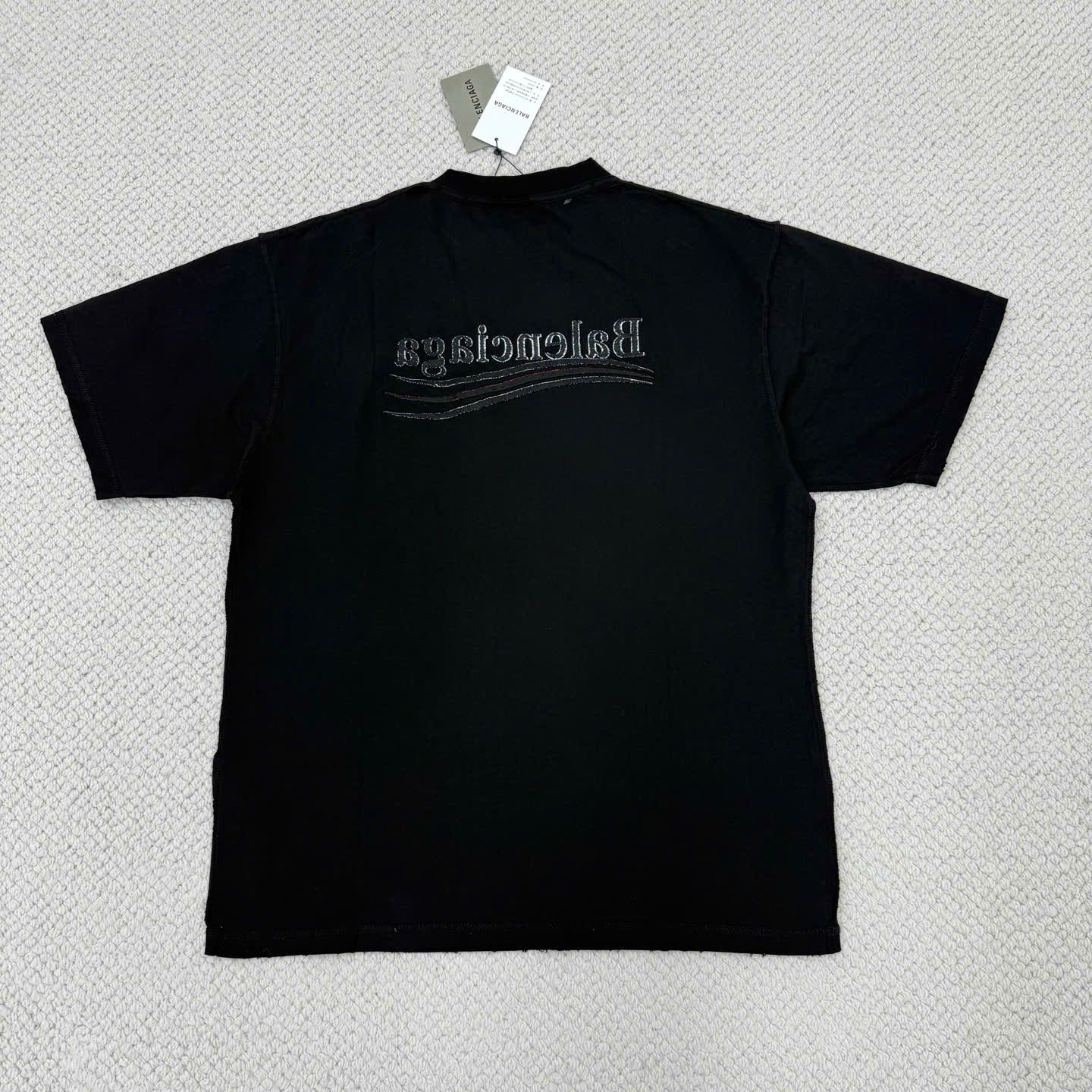 ÁO THUN BALENCIAGA BLCG INSIDE OUT WAVE (BLACK)