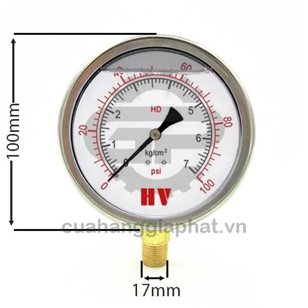 Đồng hồ đo áp suất dầu mặt 100