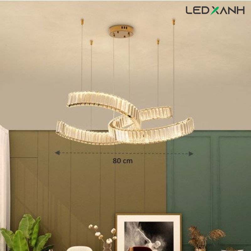 Đèn thả pha lê led 2 chữ C