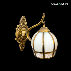 Đèn tường đồng tay nến chao thủy tinh DT-MI-B9019