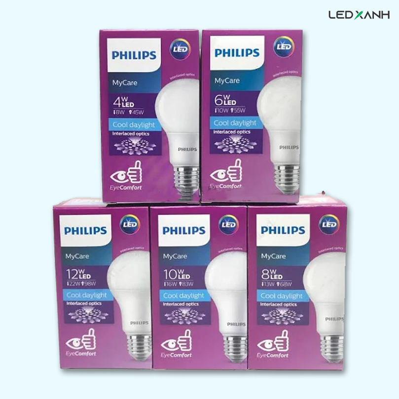 Đèn LED bulb E27 MyCare Philips 4w, 6w, 8w, 10w, 12w