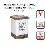  Thùng Rác Vuông 7L 8031, Thùng Rác, Bật Rác Vuông Việt Nhật Cao Cấp VIỆT NHẬT HOME 