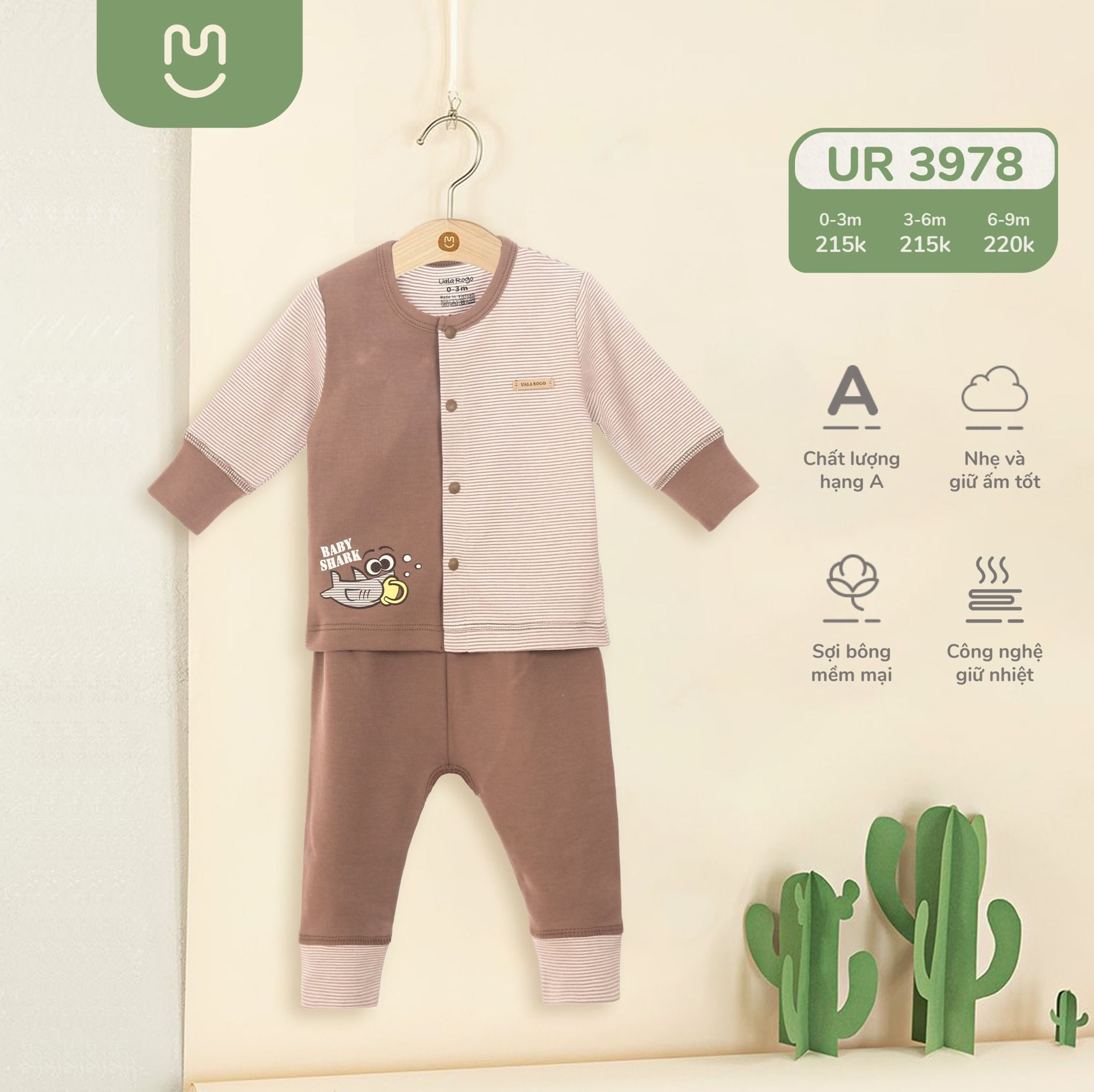  Bộ QA cài giữa dài tay BABY SHARK UR 3978 