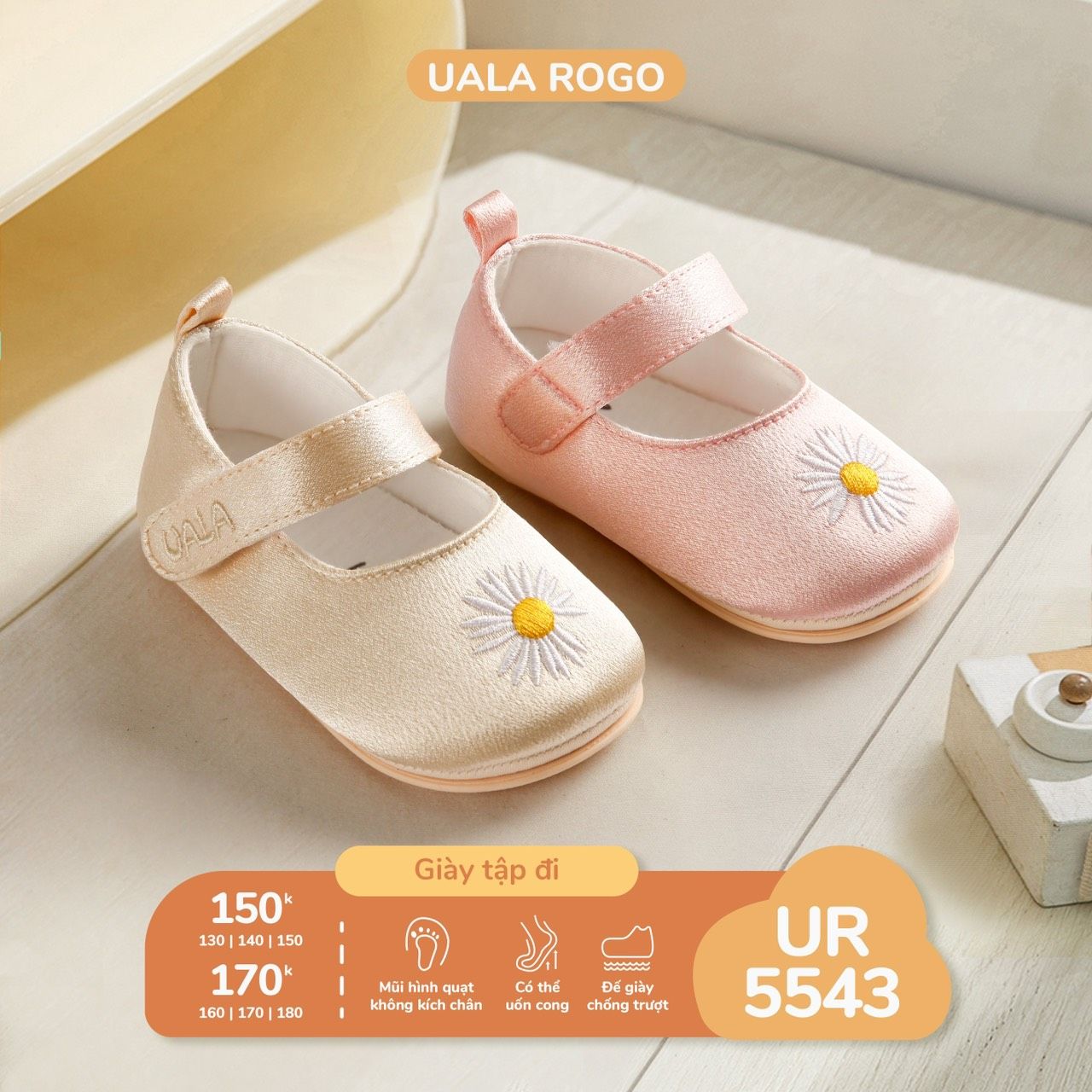 Giày tập đi cho be gái hình bông hoa UR 5543