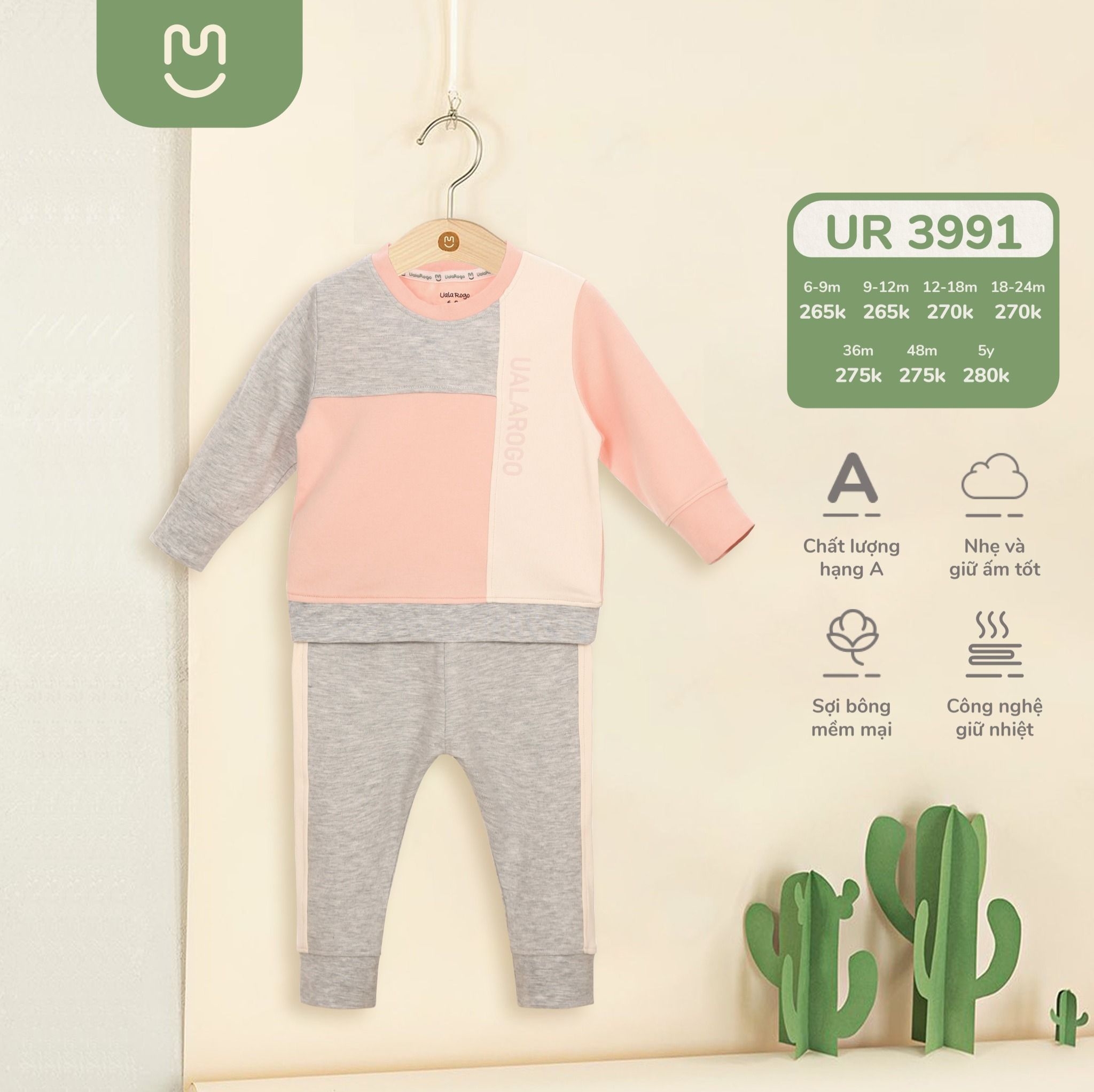  Bộ QA dài tay cotton nỉ phối màu UR 3991 