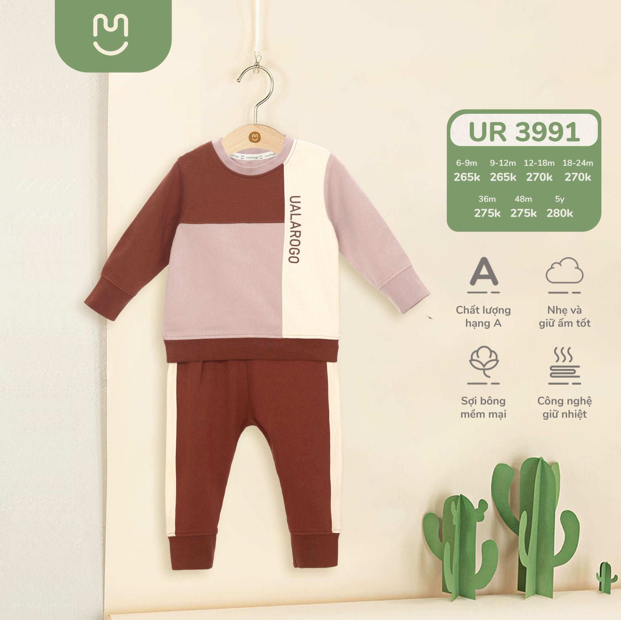  Bộ QA dài tay cotton nỉ phối màu UR 3991 