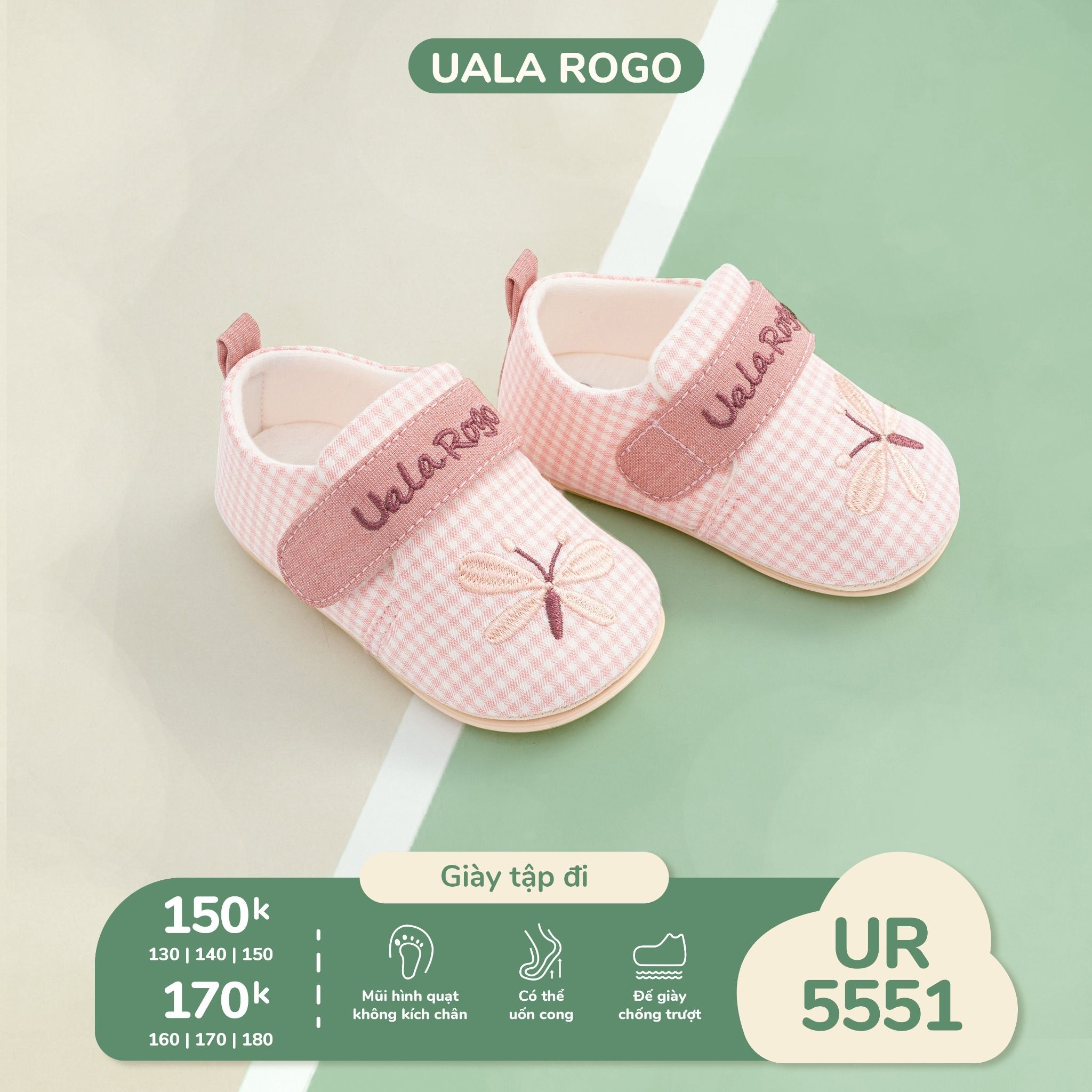 Giày tập đi kẻ hoạ tiết UR 5551