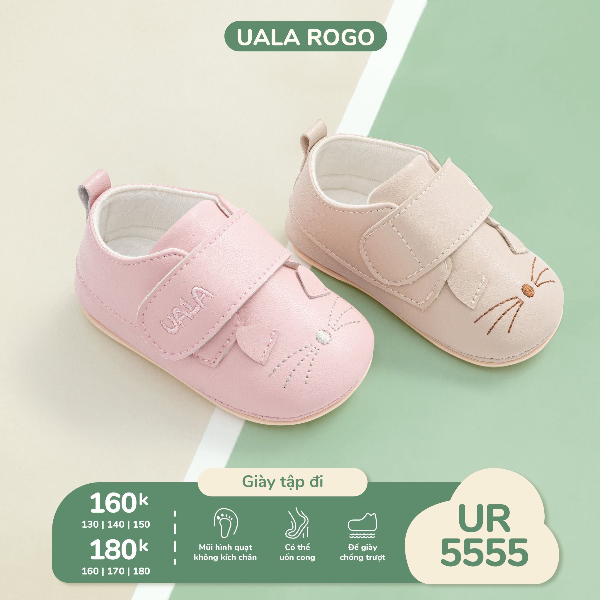 Giày tập đi bé gái mèo con UR 5555