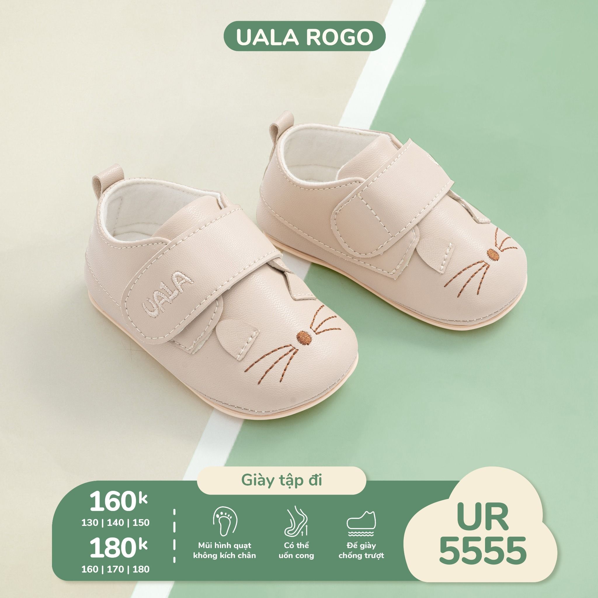 Giày tập đi bé gái mèo con UR 5555