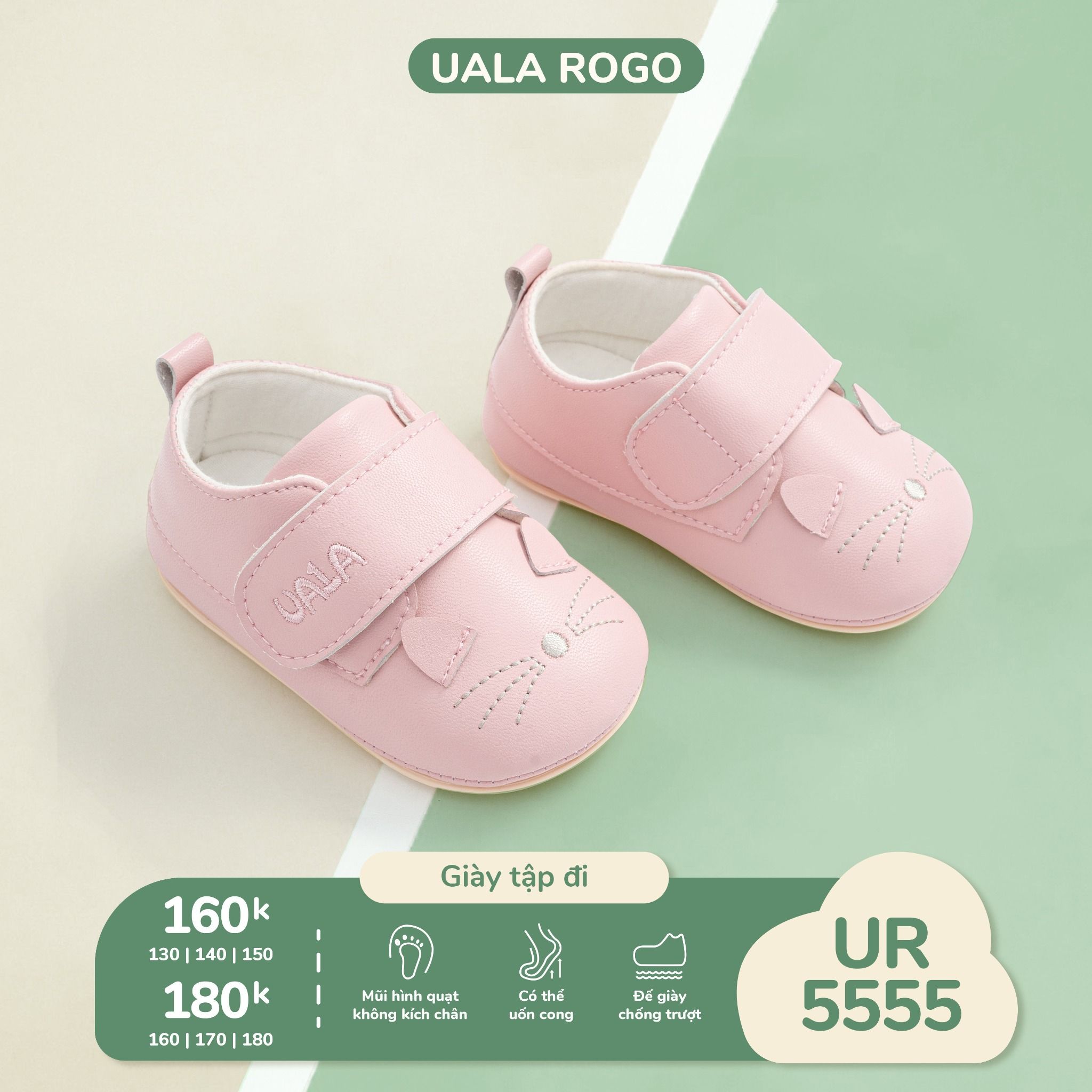 Giày tập đi bé gái mèo con UR 5555