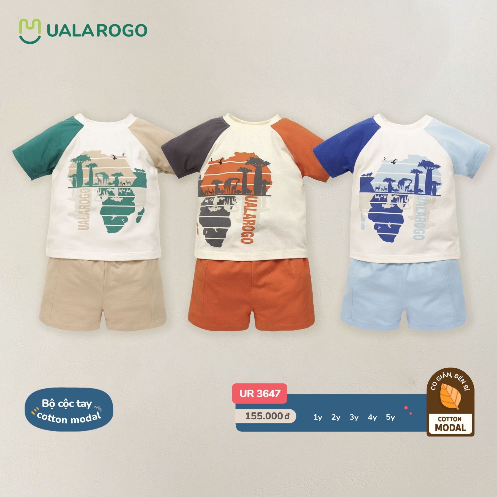 Bộ Cộc Tay Cotton Họa Tiết Rừng Nhiệt Đới UR 3647