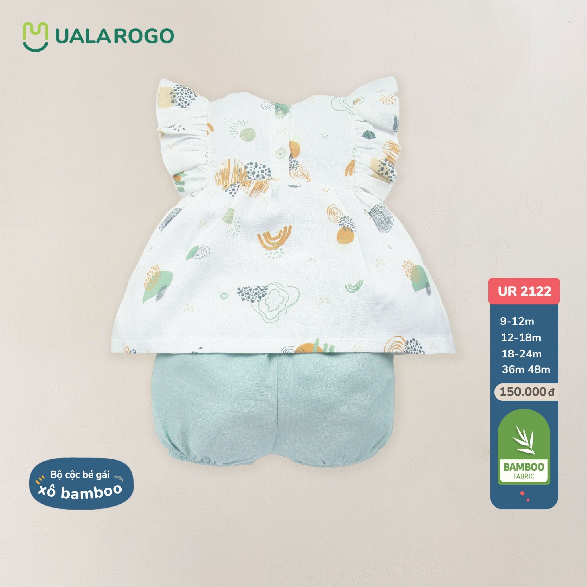 Bộ Cộc Bé Gái Xô Bamboo Họa Tiết UR 2122