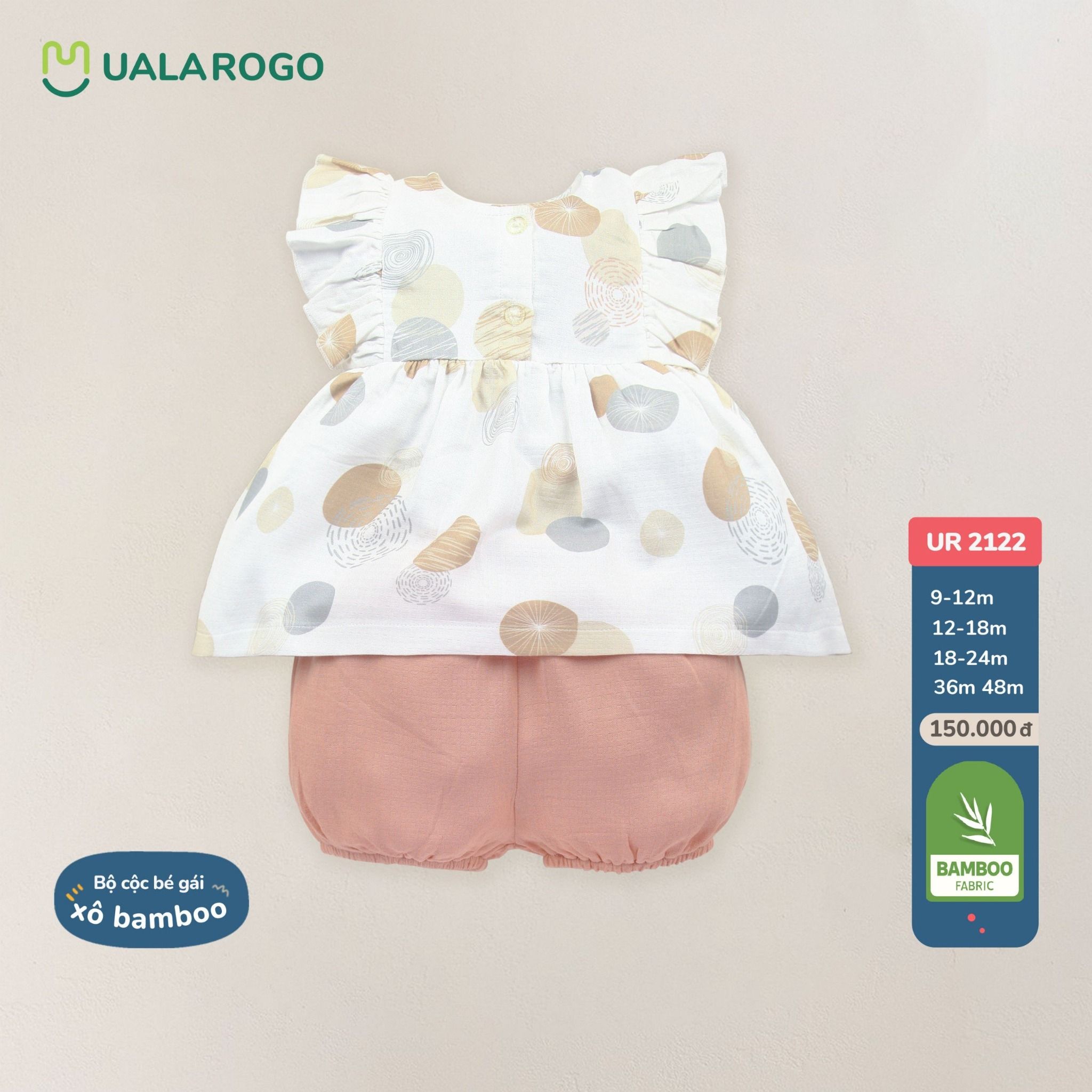 Bộ Cộc Bé Gái Xô Bamboo Họa Tiết UR 2122