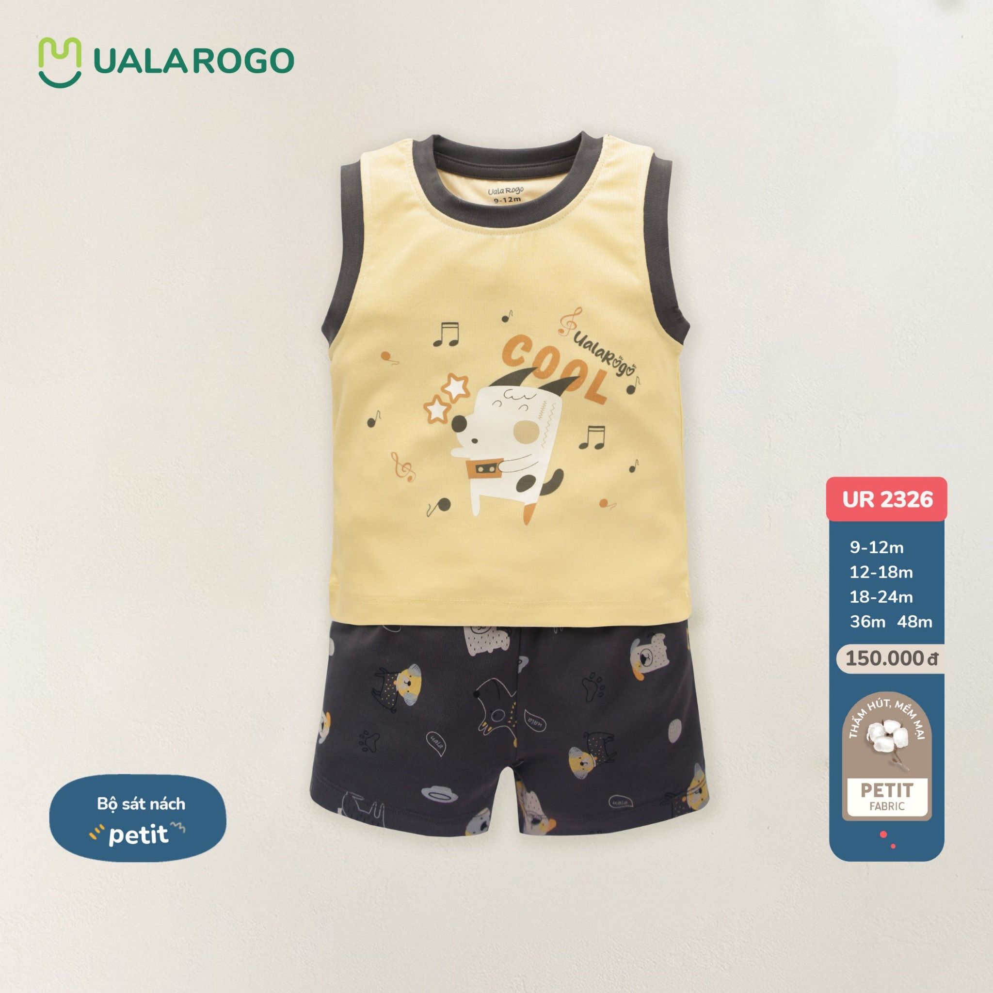 Bộ Sát Nách Petit In Hình Chú Dê Nghe Nhạc UR 2326
