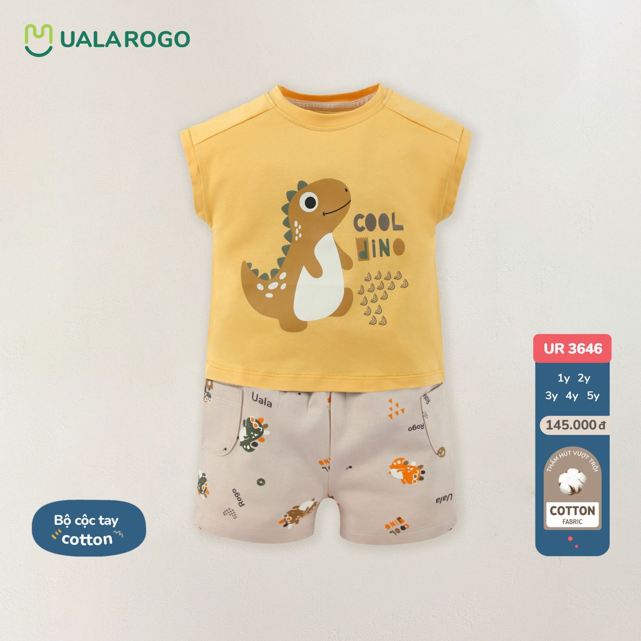 Bộ Cộc Tay Cotton Chú Khủng Long Jino Đáng Yêu UR 3646