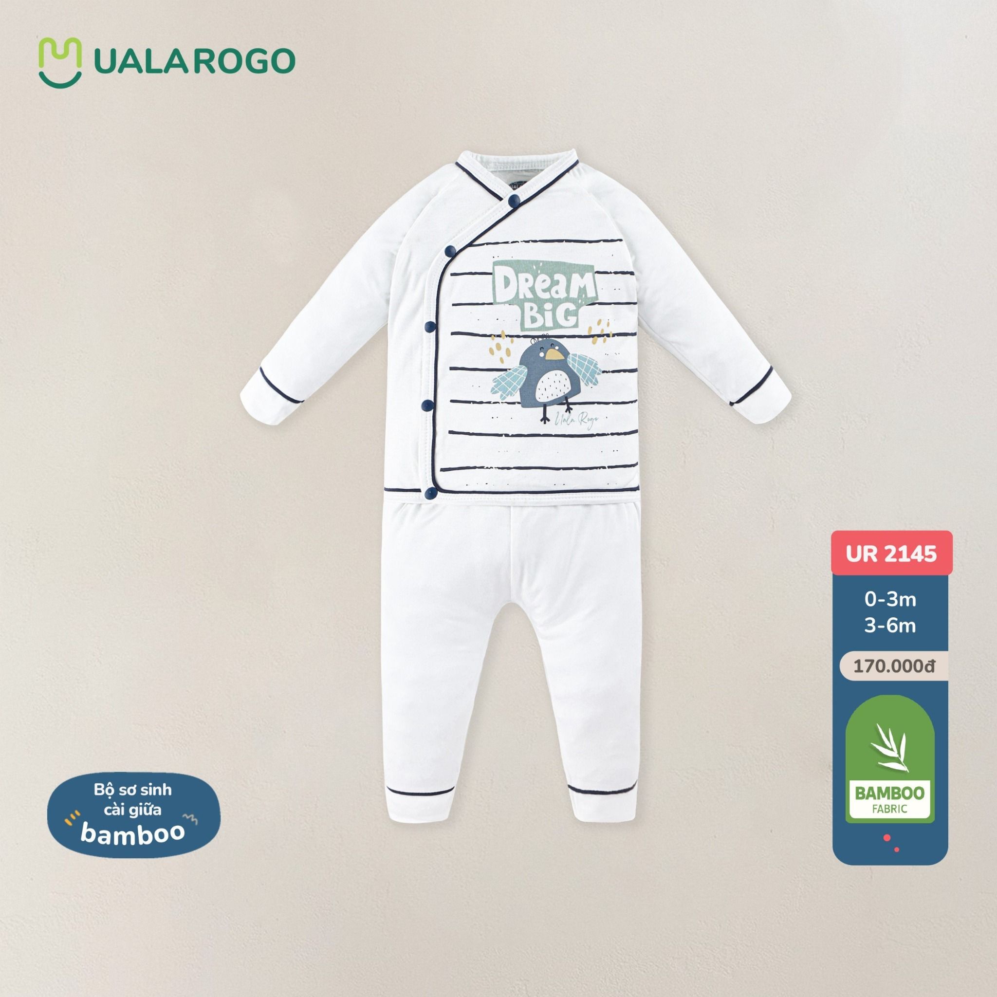 Bộ Dài Tay Sơ Sinh Cài Chéo Bamboo UR 2145