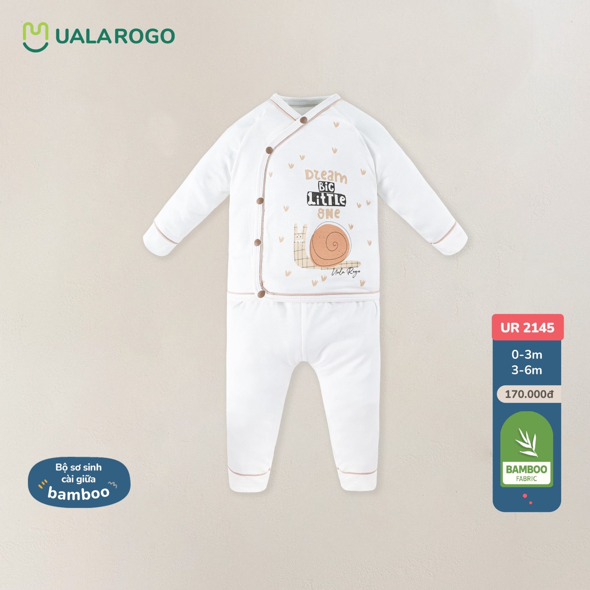 Bộ Dài Tay Sơ Sinh Cài Chéo Bamboo UR 2145