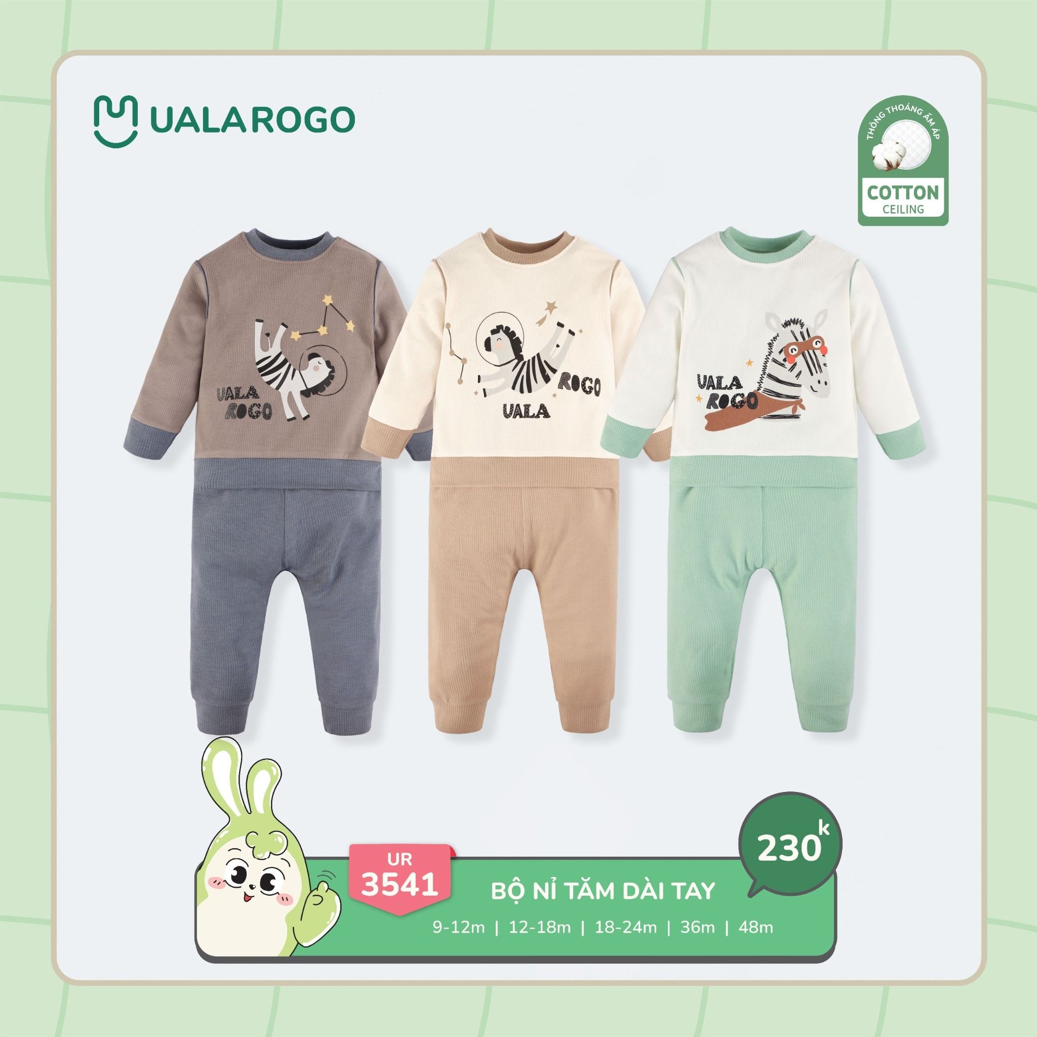 Bộ Nỉ Tăm Dài Tay Cho Bé UR 3541