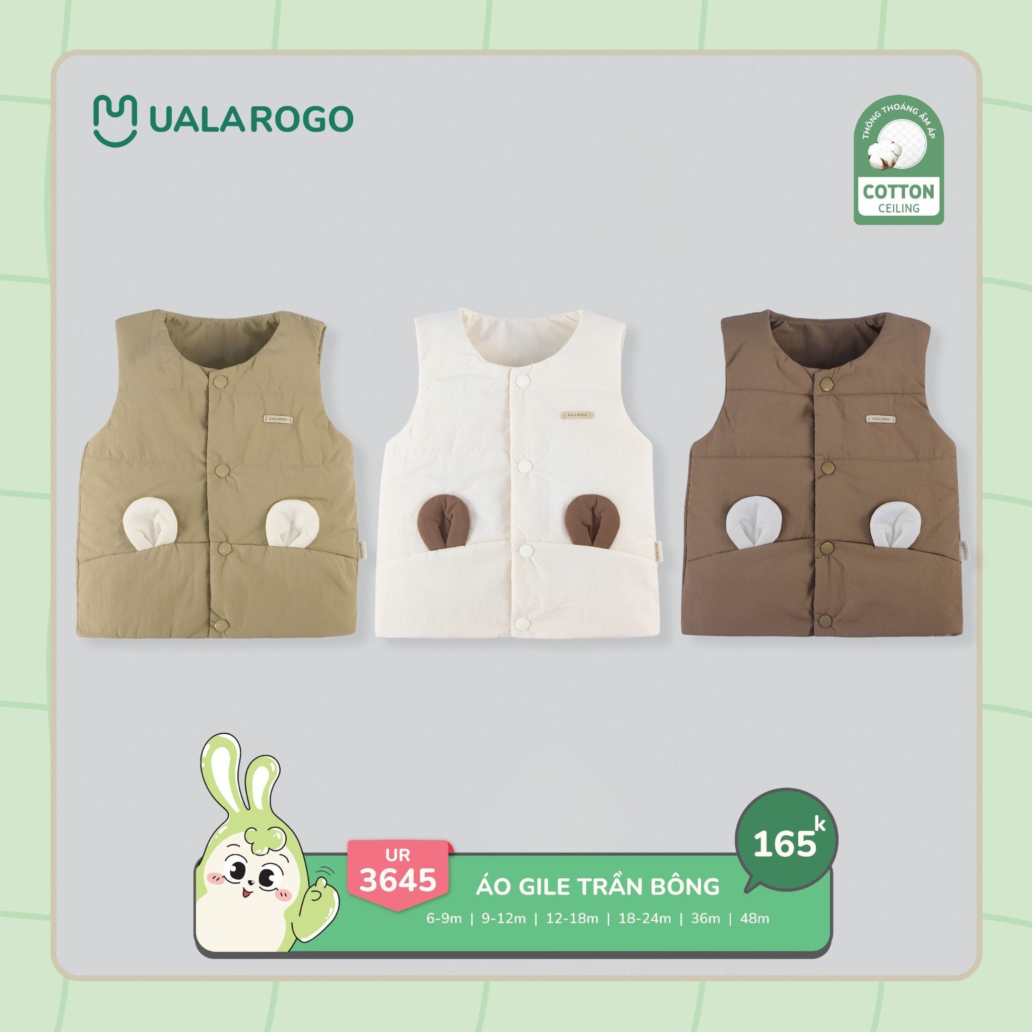 Áo Gile Cho Bé Tai Gấu UR 3645