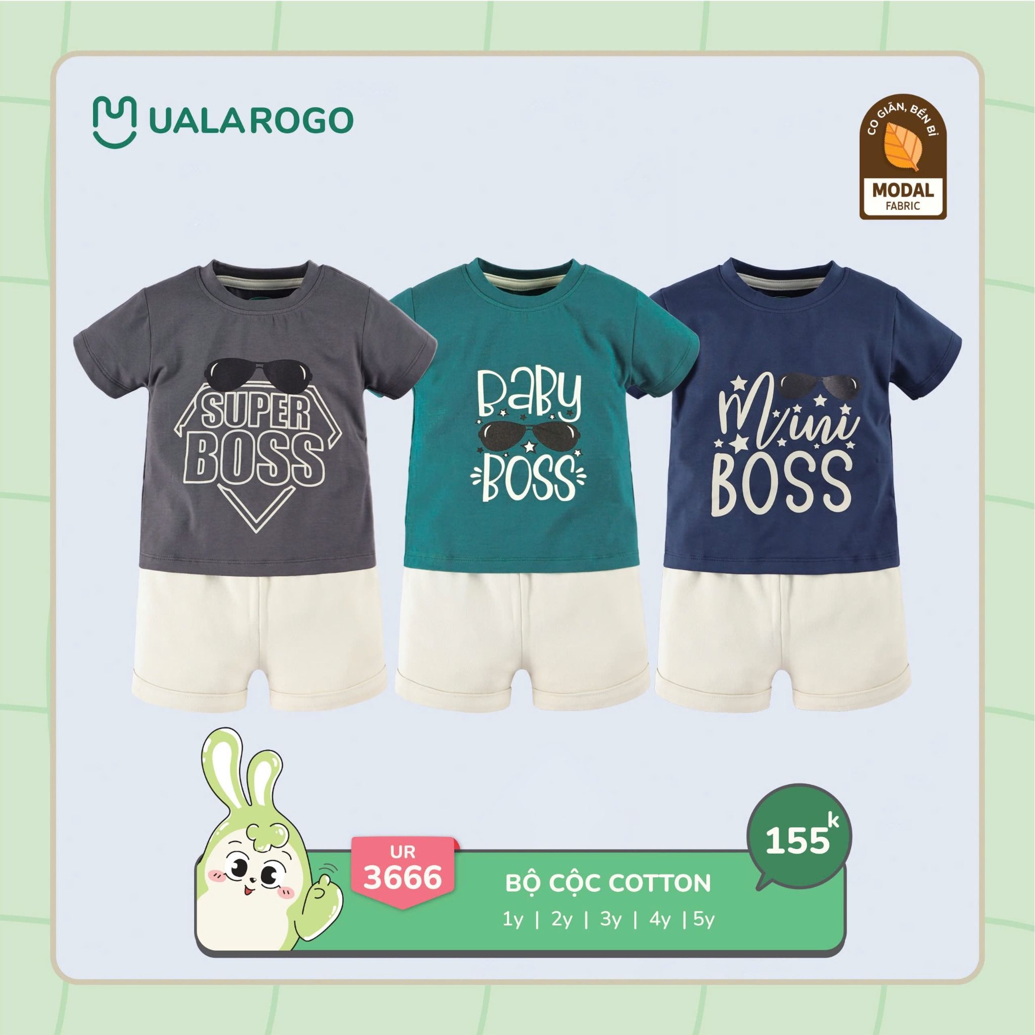 Bộ Cộc Tay Cotton Cho Bé UR 3666