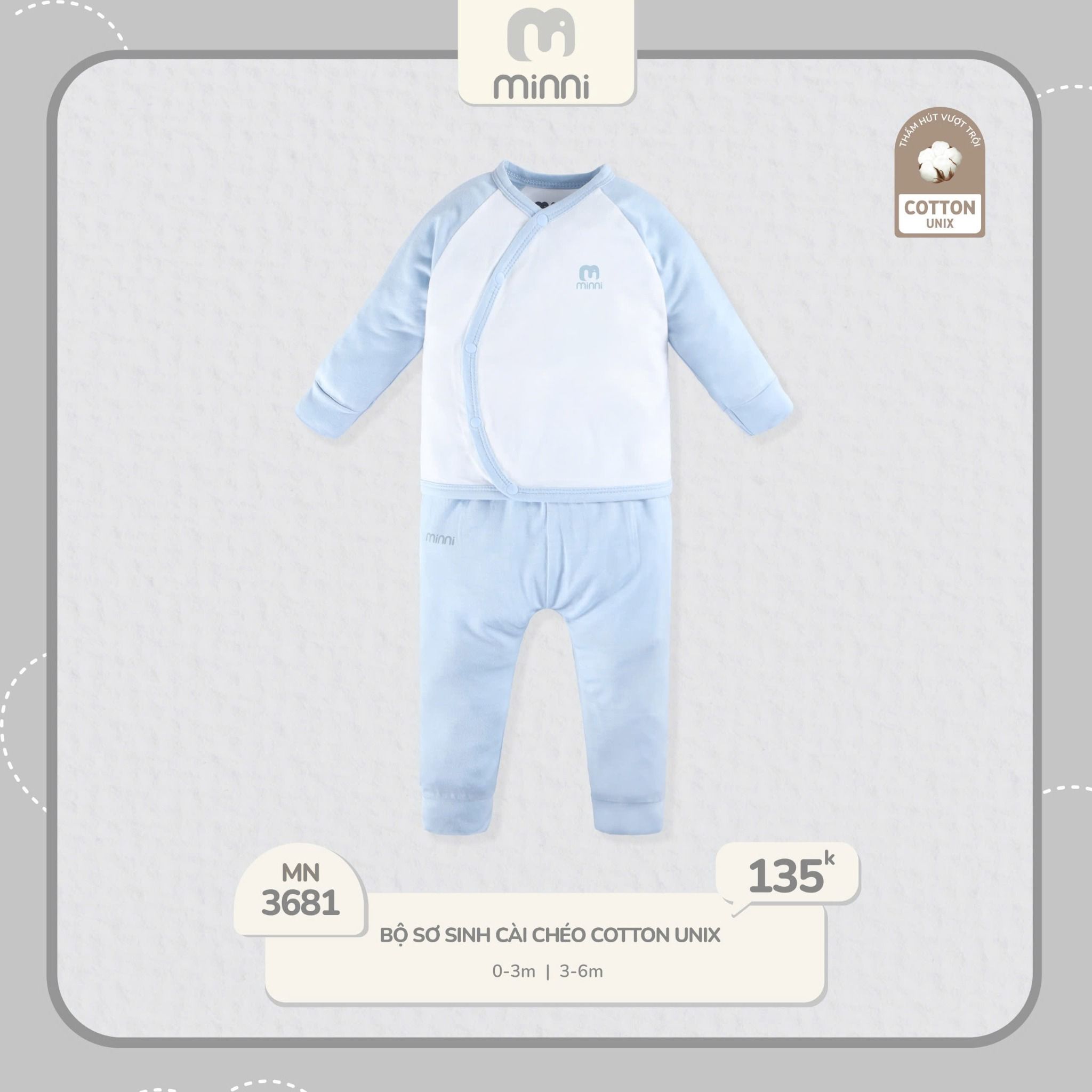 Bộ Sơ Sinh Cài Chéo Cotton UR 3681