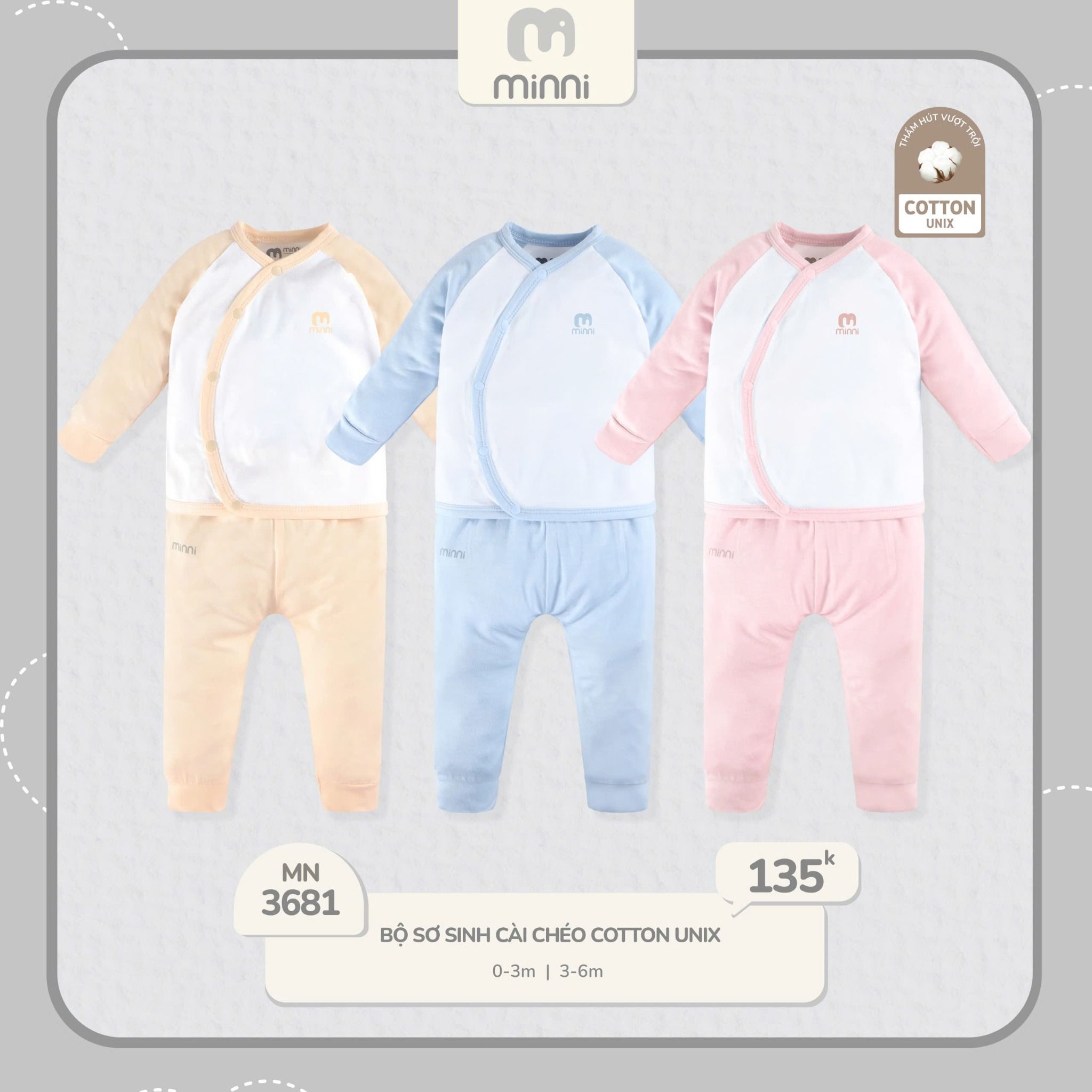 Bộ Sơ Sinh Cài Chéo Cotton UR 3681