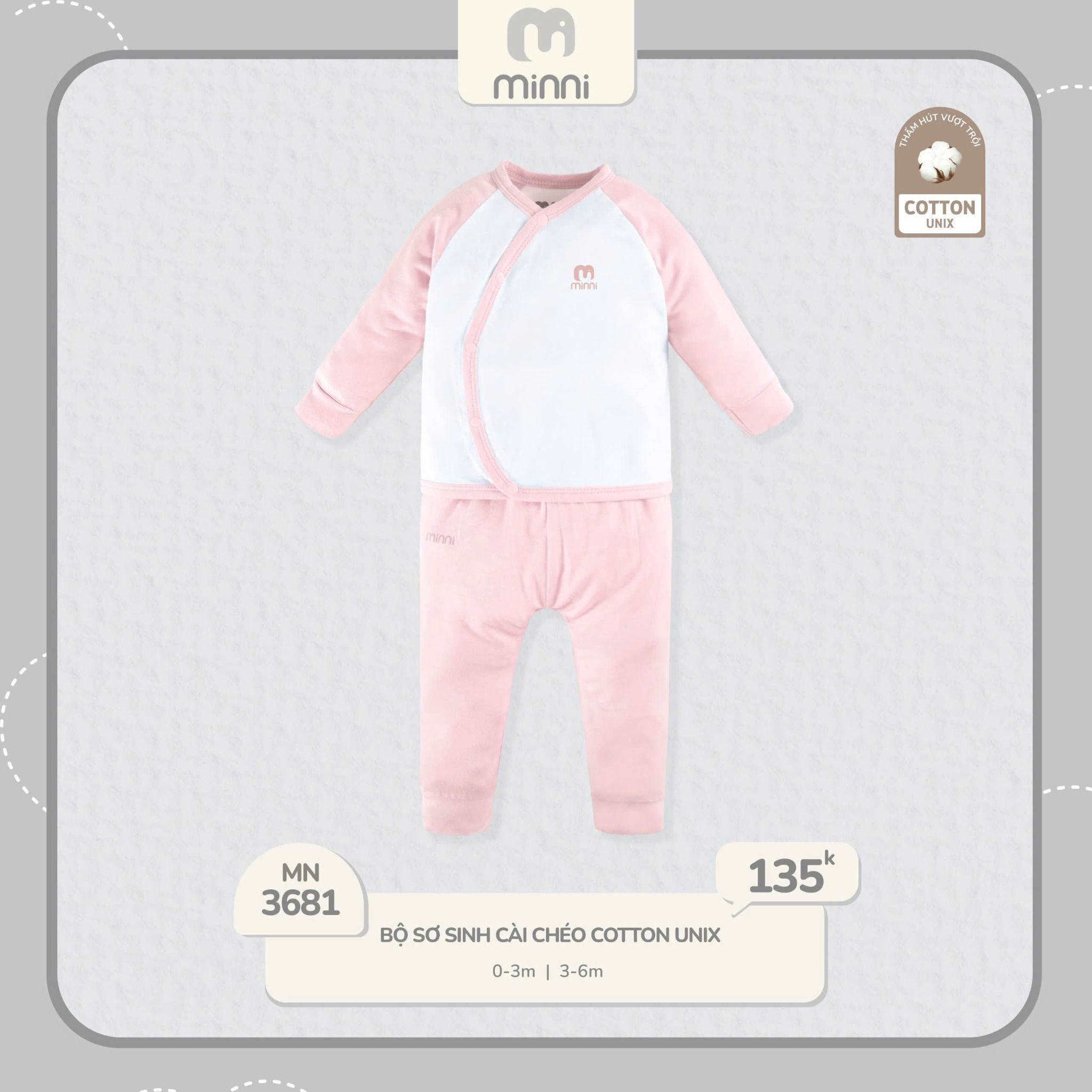 Bộ Sơ Sinh Cài Chéo Cotton UR 3681