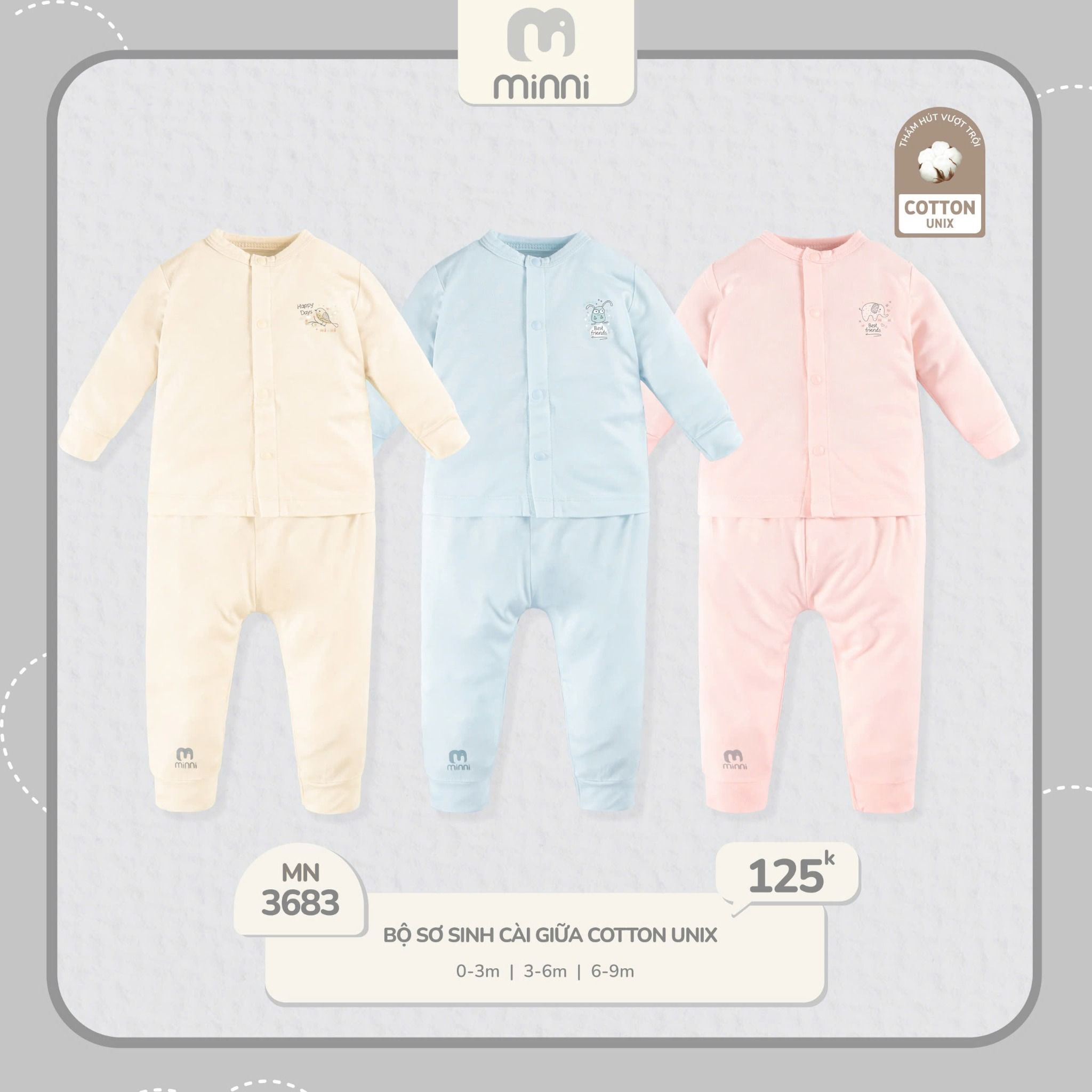 Bộ Sơ Sinh Cài Giữa UR 3683