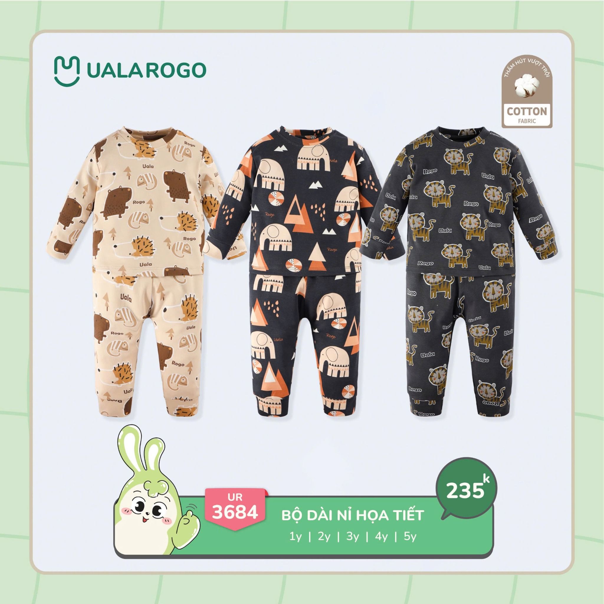 Bộ Dài Tay Nỉ Hoạ Tiết UR 3684