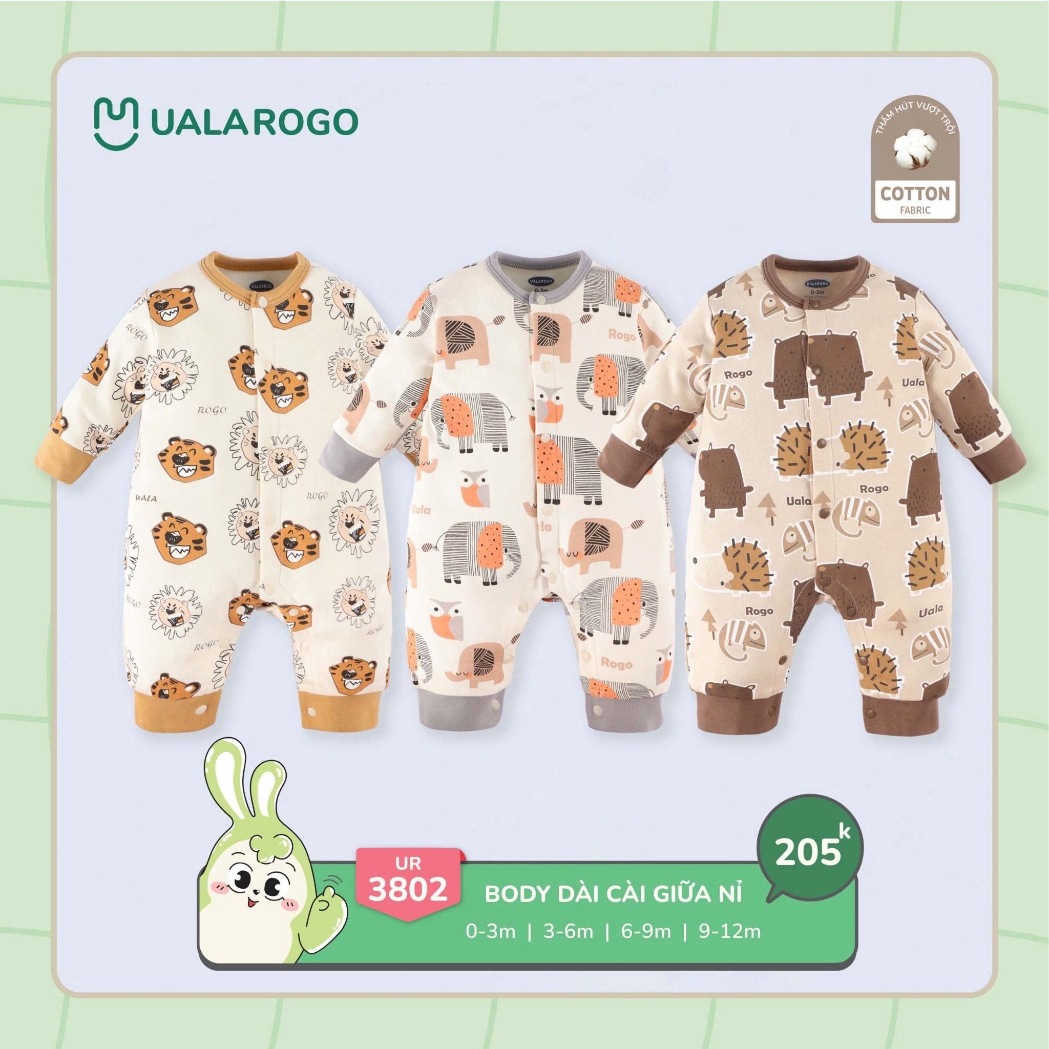 Body Dài Tay Nỉ Cho Bé UR 3802