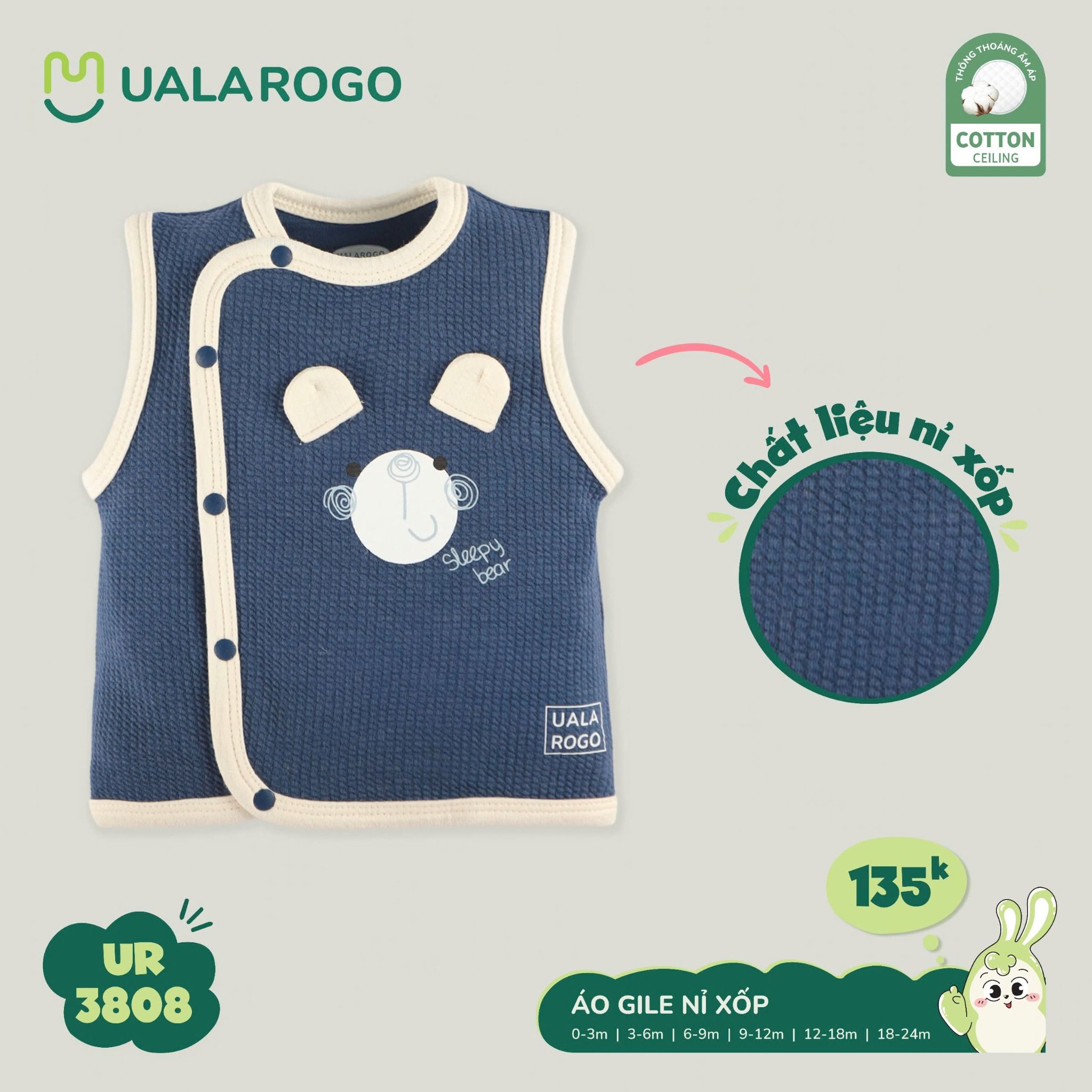 Áo Gile Cài Chéo Cho Bé UR 3808