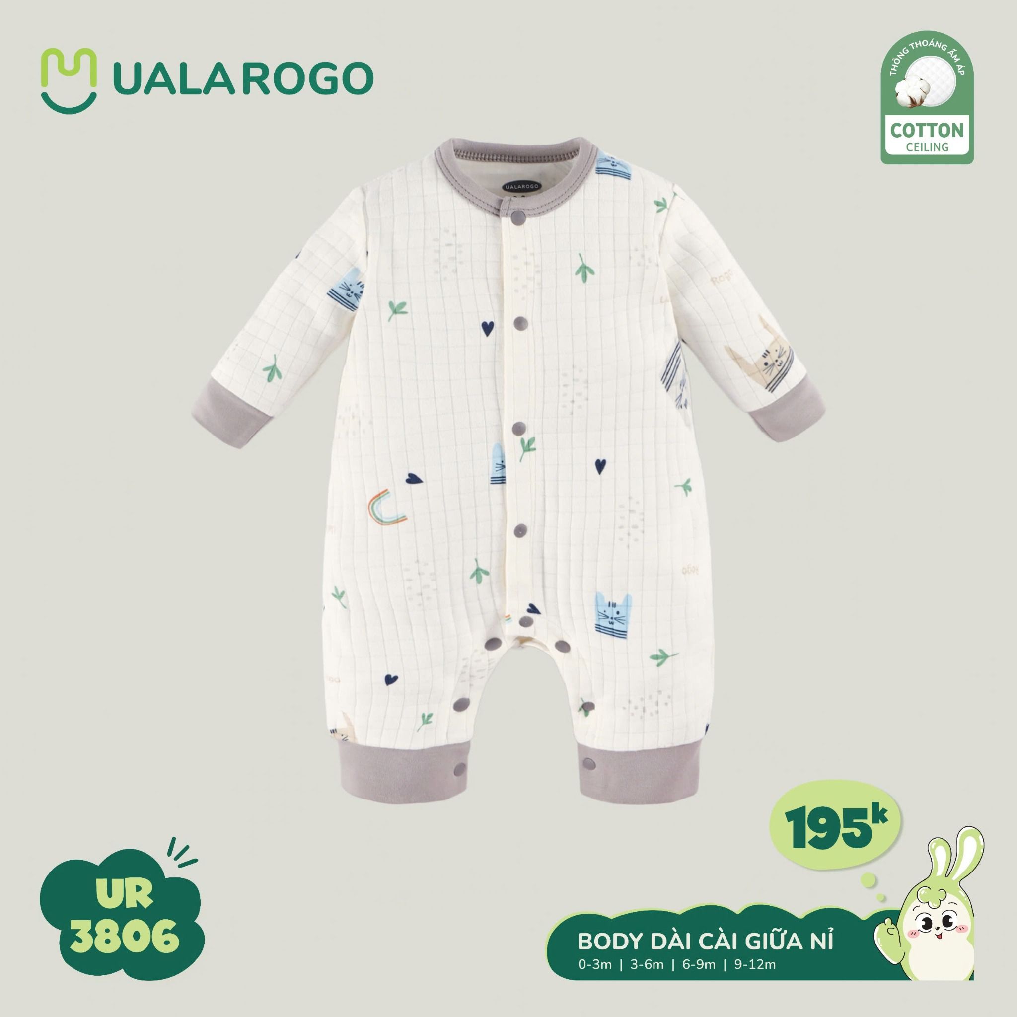 Body Nỉ Dài Tay Cho Bé UR 3806