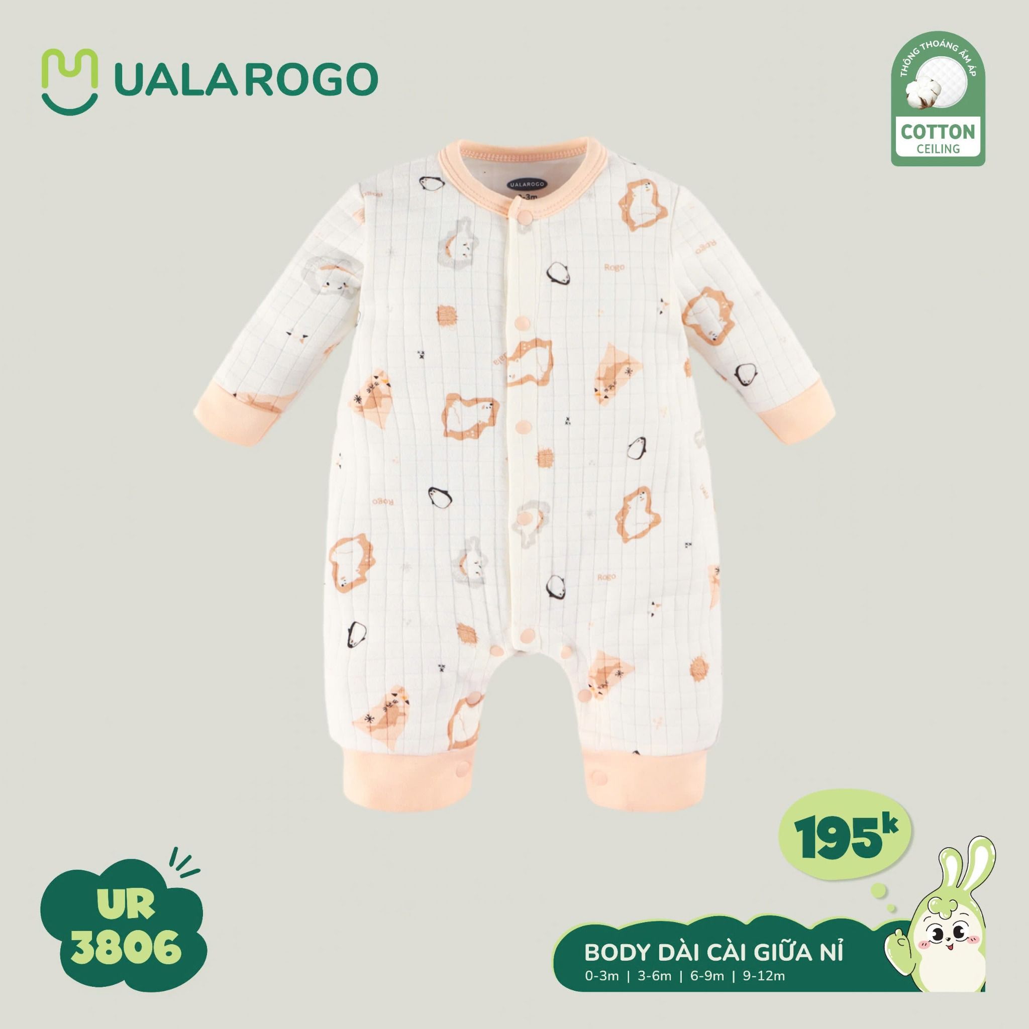 Body Nỉ Dài Tay Cho Bé UR 3806