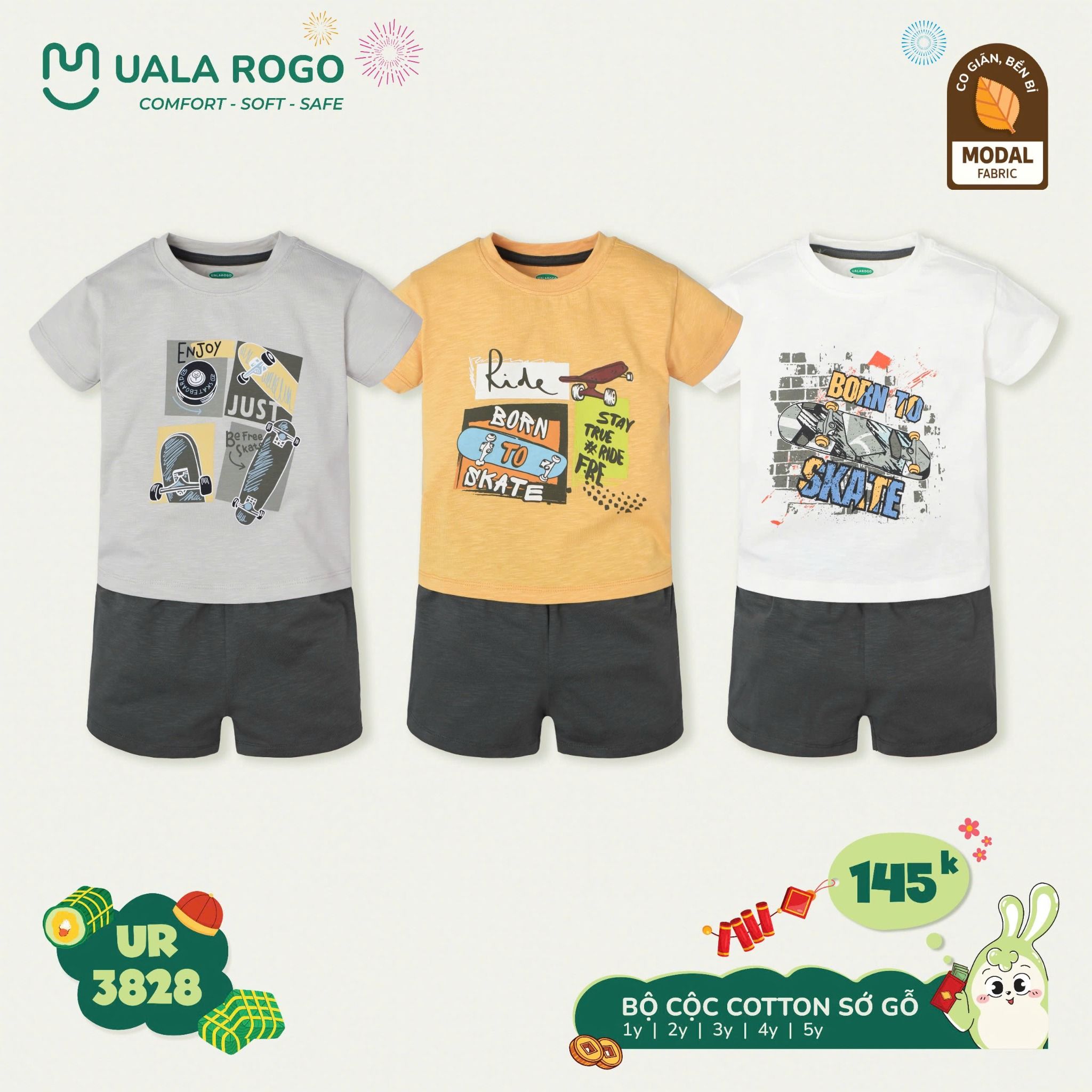Bộ Cộc Tay Cotton Cho Bé UR 3828
